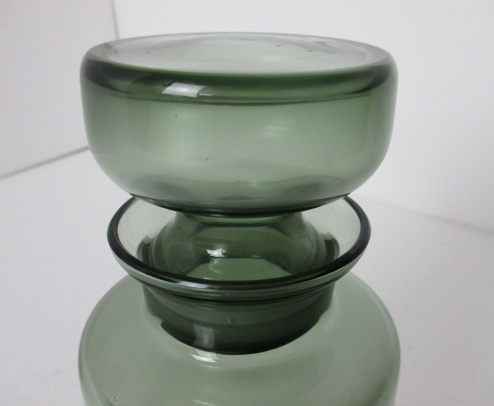 Art Glass Scandinavian Container  Lid Jar Etched Glass Apothecary Bottle  Mode photo for sale
