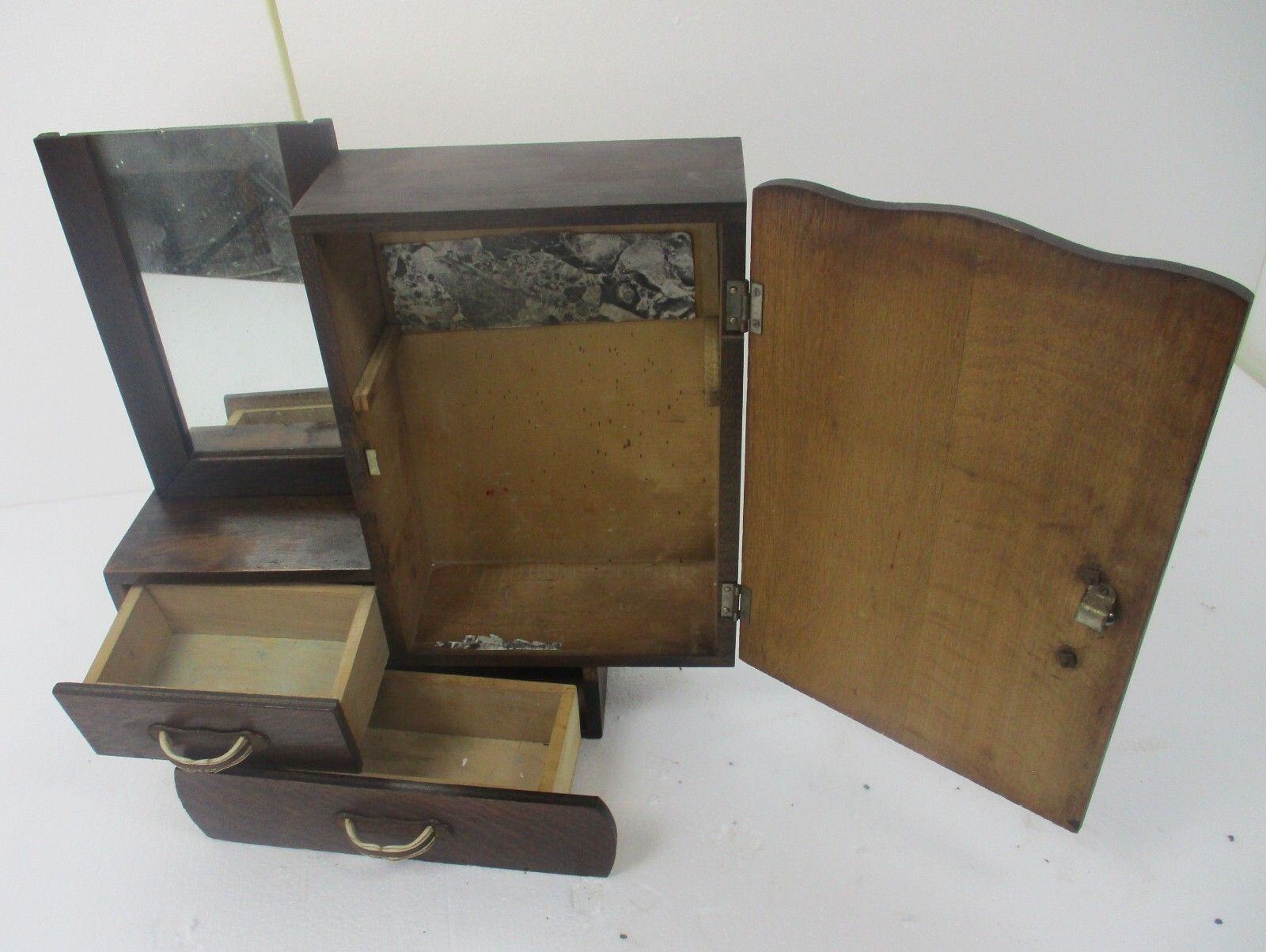 Art Deco Kitchen Apothecary Medicine Wall Bathroom Cabinet Wood Mirror  1920s photo buy