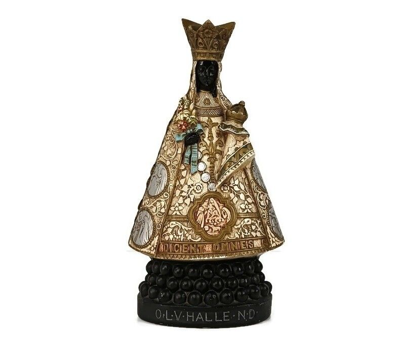 Large  Black Madonna De Hal Halle Virgin Mary Statue Figurine Plaster Collector