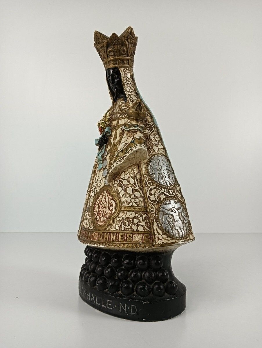 Large  Black Madonna De Hal Halle Virgin Mary Statue Figurine Plaster Collector photo buy