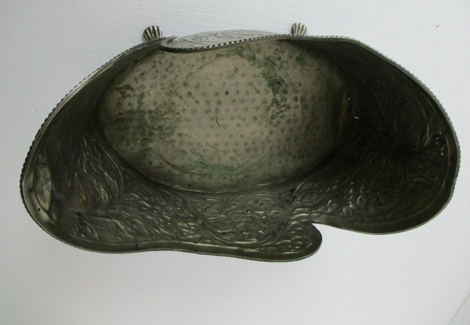 Faux Brass Spelter Planter Jardinière Ornate Embossed Centerpiece Legged Flowers photo 130.0