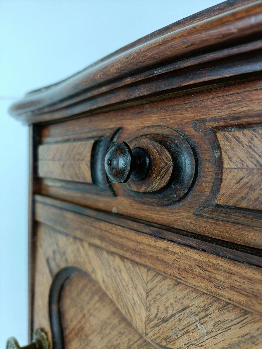 photo furniture Cabinet Side Table Nightstand Queen Anne Style Art Deco Wood Marble Top Antique