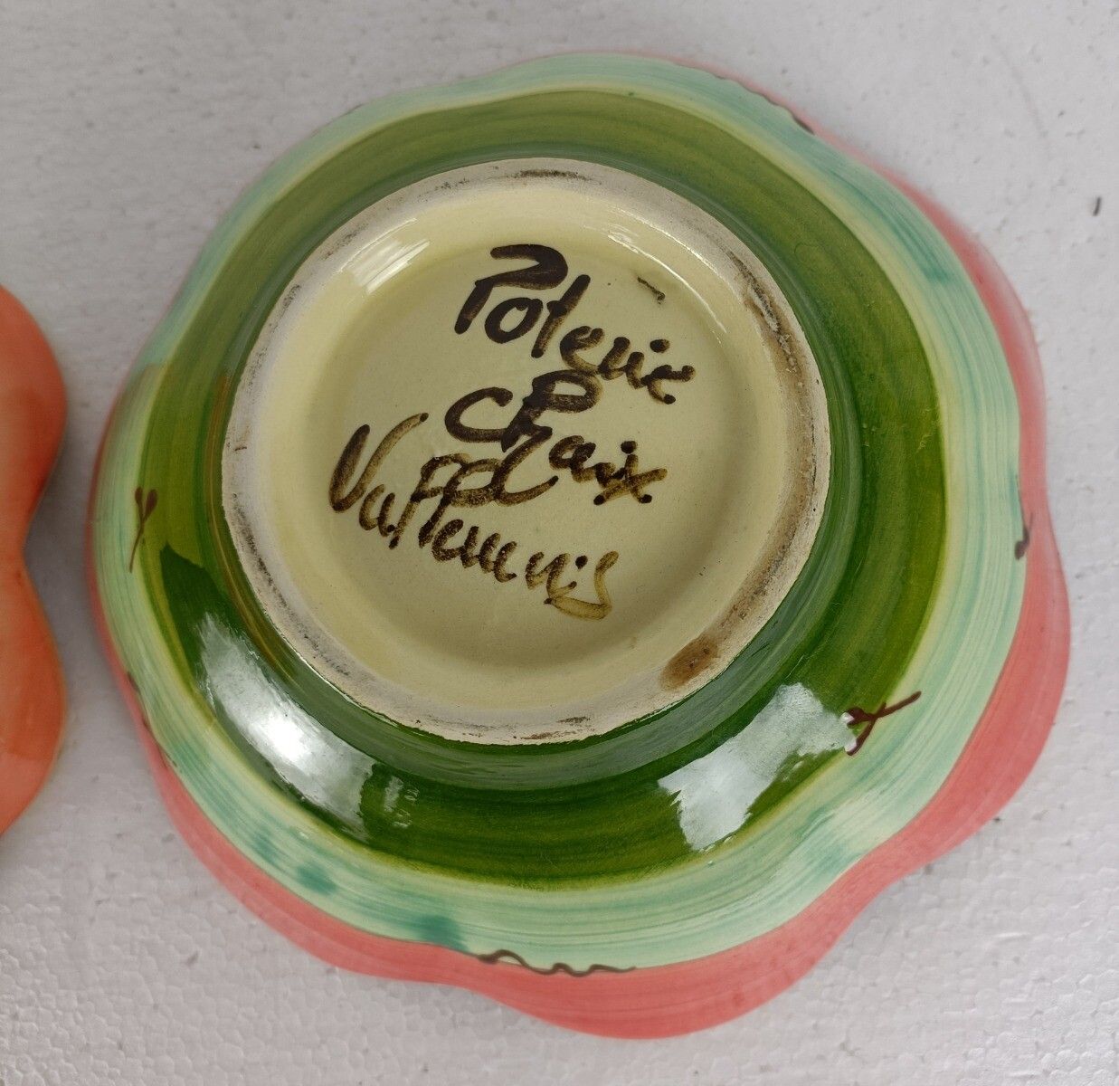 Couple  Of Colorful Dishes Serving Bowls Marked Poterie Chaix Vallauris France V photo vinterior