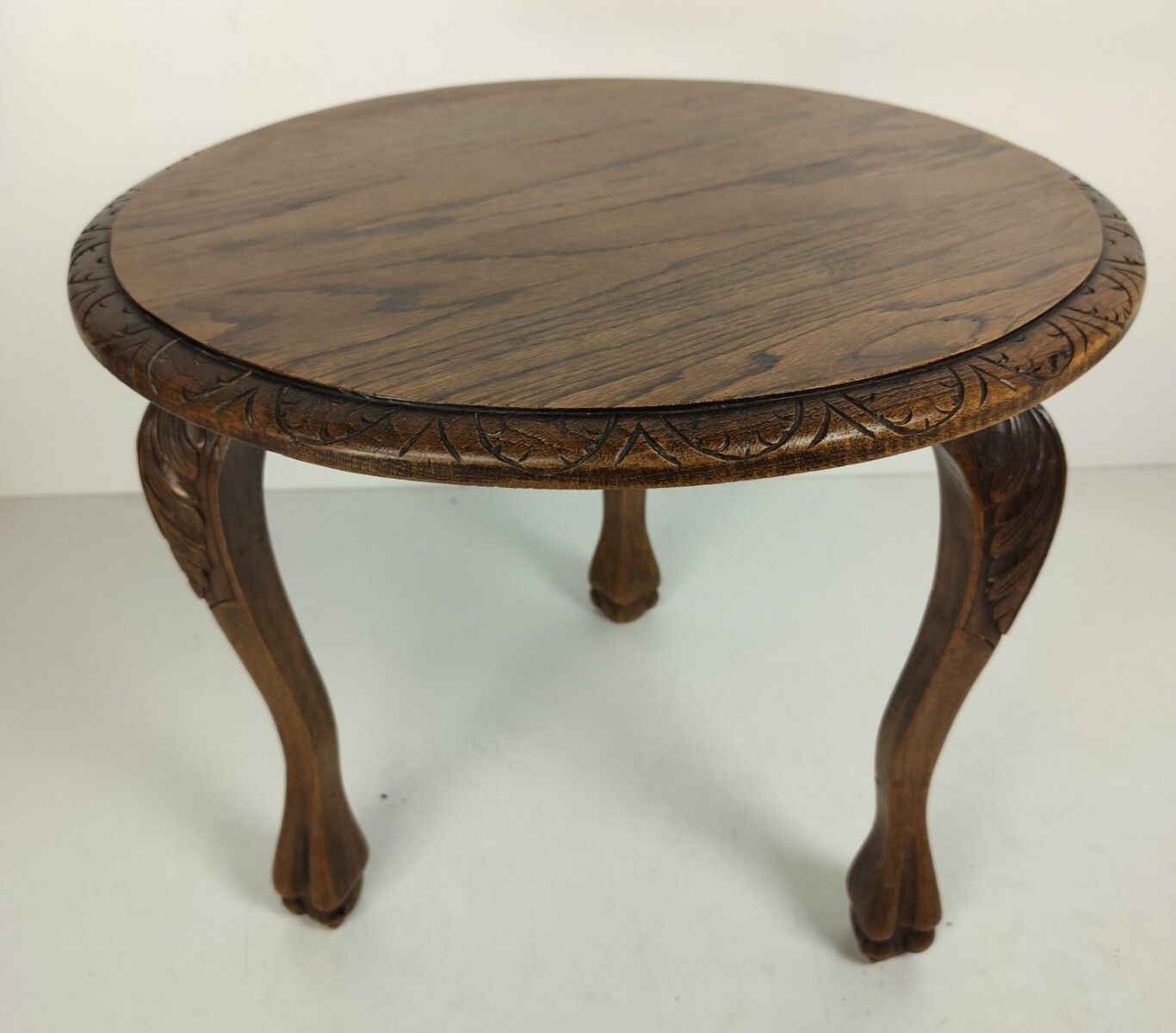 Ornate Vintage Hand Carved Side Occasional Wine Coffee Table Lion Feet photo for sale