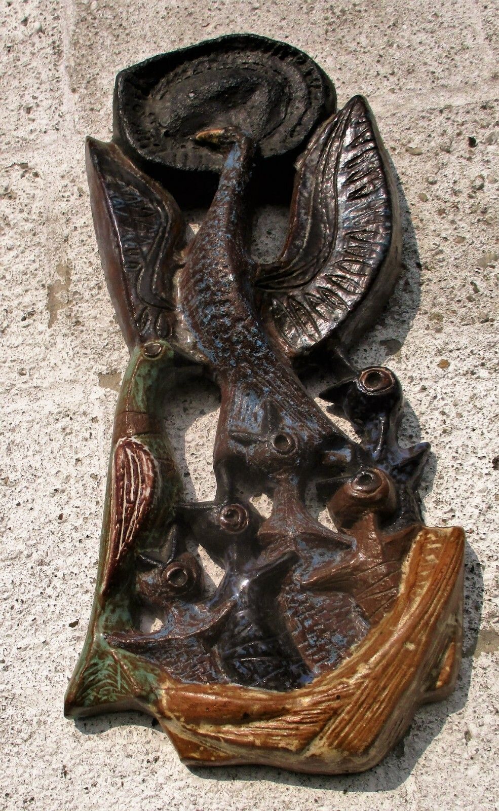 Bird Of Paradise Mid Century Modern Design Ceramic Wall Plaque Era Tieberghien