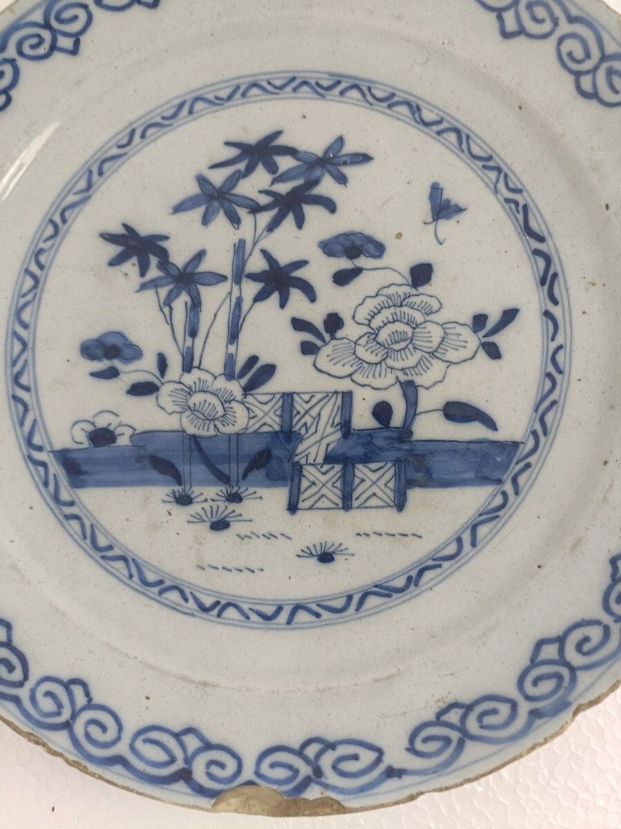 19th Century Delft Wall Hanging Charger Plate Blue White Antique  Small Collecto photo furniture