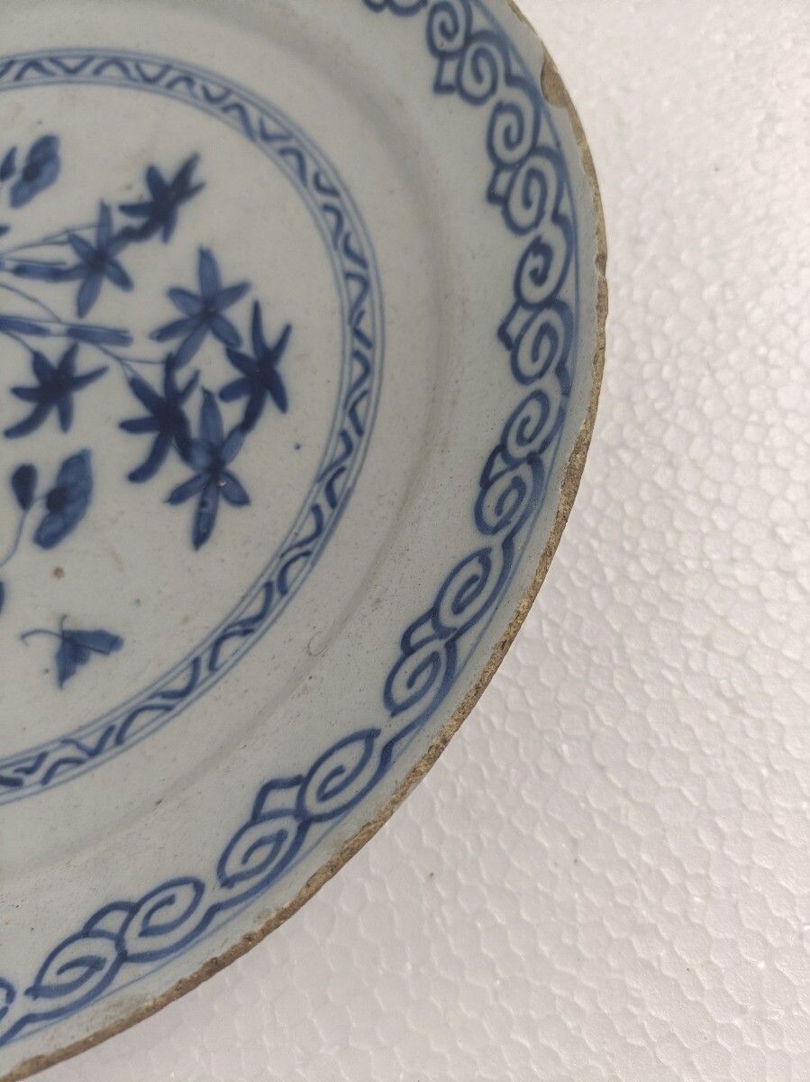 19th Century Delft Wall Hanging Charger Plate Blue White Antique  Small Collecto photo 89.0