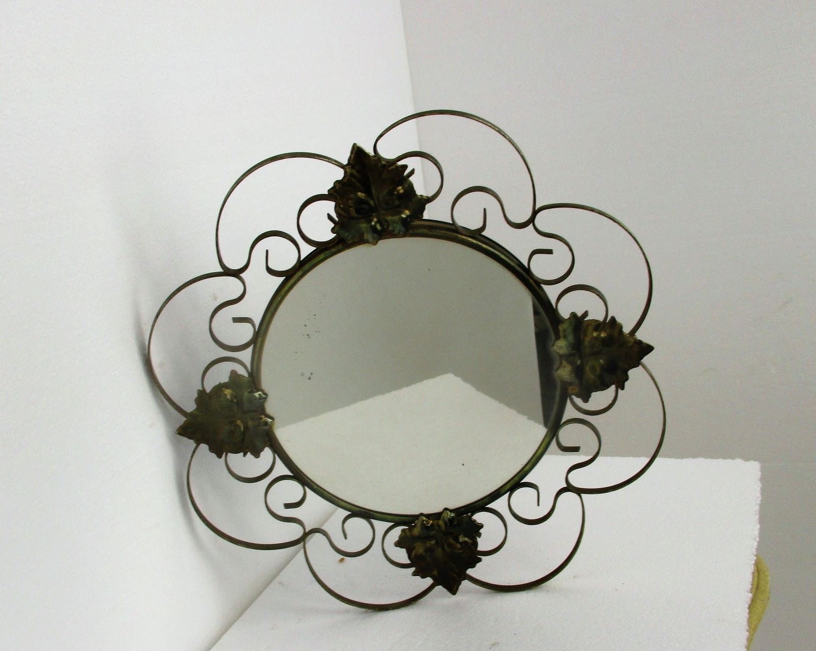 Retro Modernist Starburst Sunburst Metal Wall Mirror Mid Century Modern Leafs Mo photo furniture