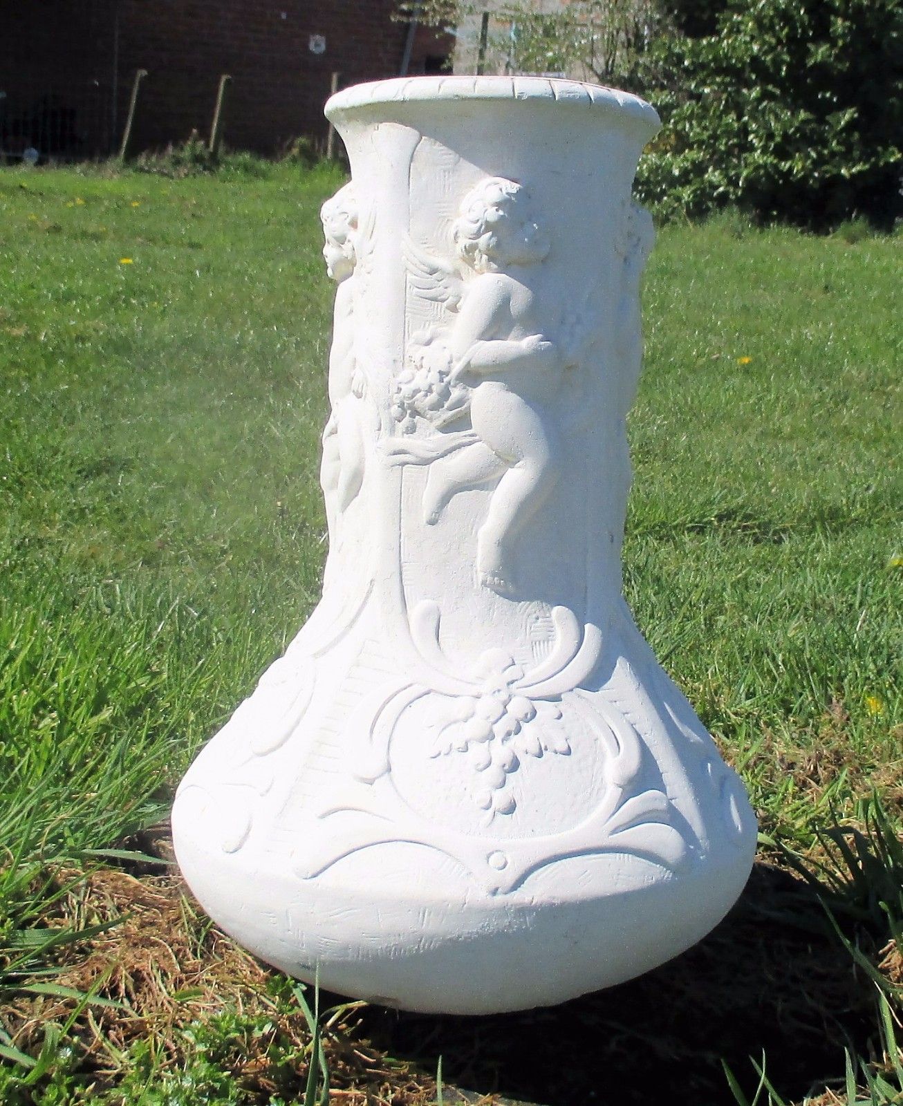 Plaster White Large Vase Hand Made Putti Four Seasons Very Rare Stunning photo Home Decor