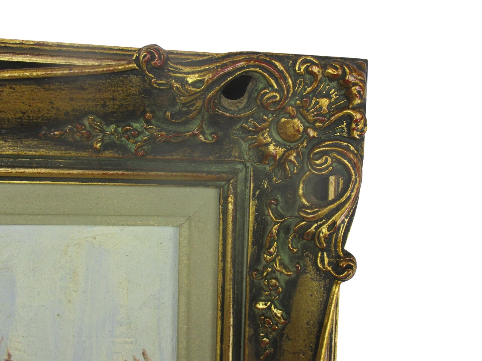 Lovely Painting Marine Marina Zeebrugge Ornate Frame Signed Oil Painting photo vinterior