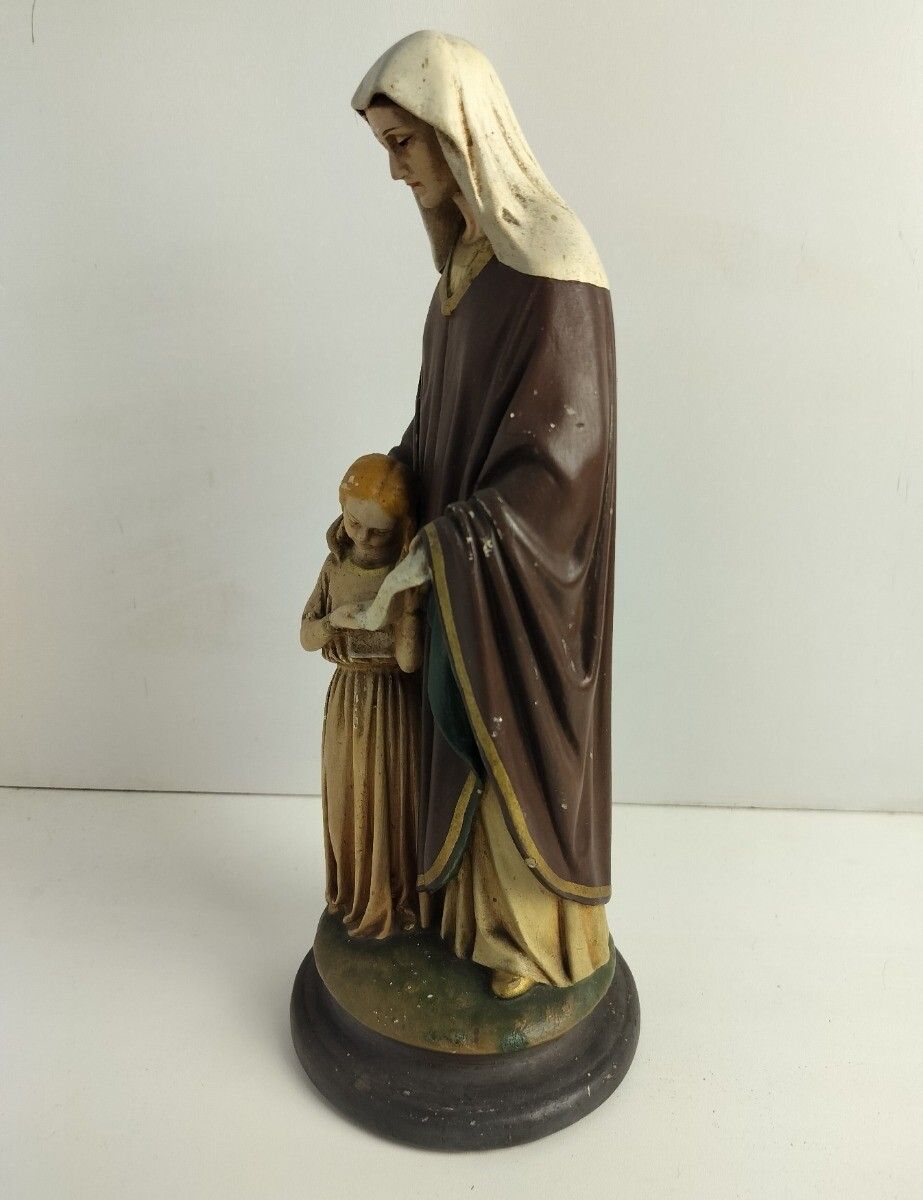 Antique Statue Saint Anna Virgin Mary As A Child Reading The Old Testament Colle photo 142.0