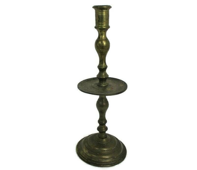 Large Antique Candle Holder Candlestick Church Chapel  Altar Monastery Brass 190
