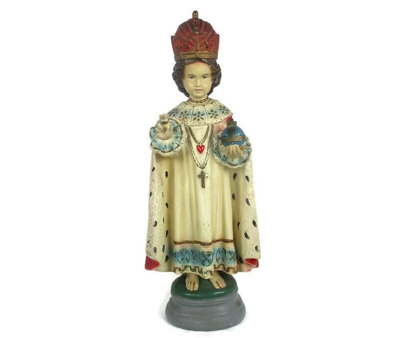 Xl Statue Infant Of Prague Infant Jesus Santo Nino Plaster Chapel Collector Wow