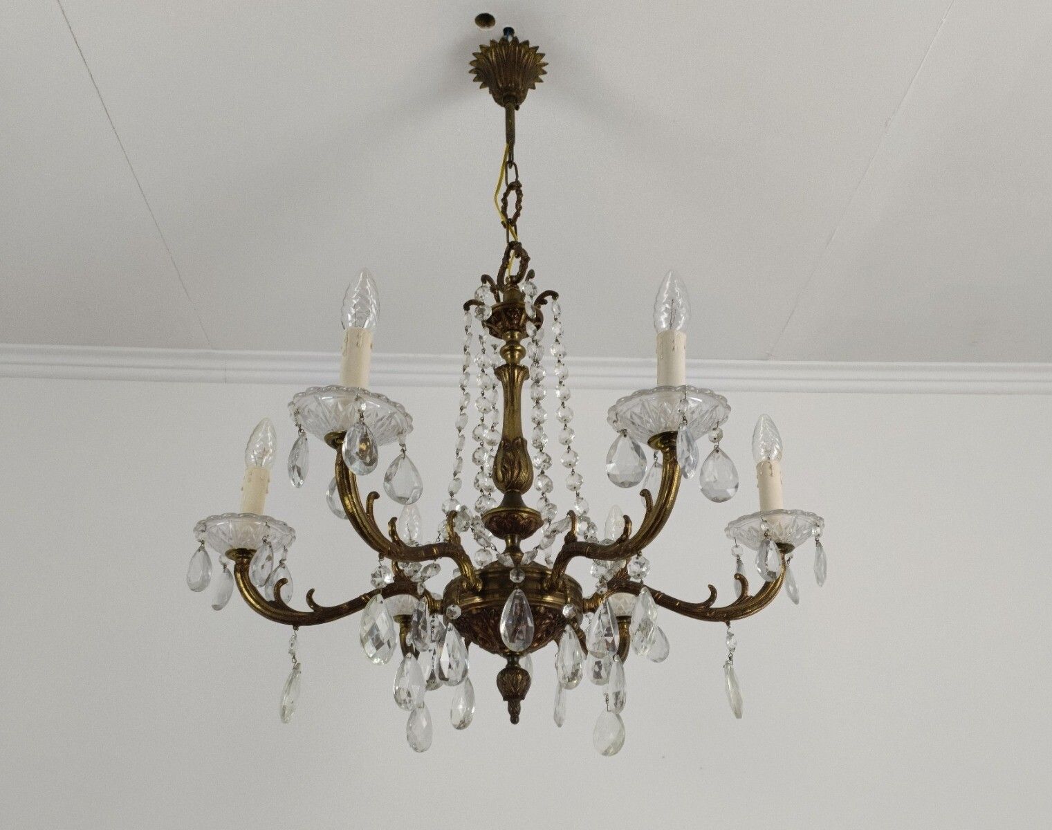 6 Arm Lights Chandelier Revival French Empire Style Bronze  Ornate Prisms Beads photo furniture