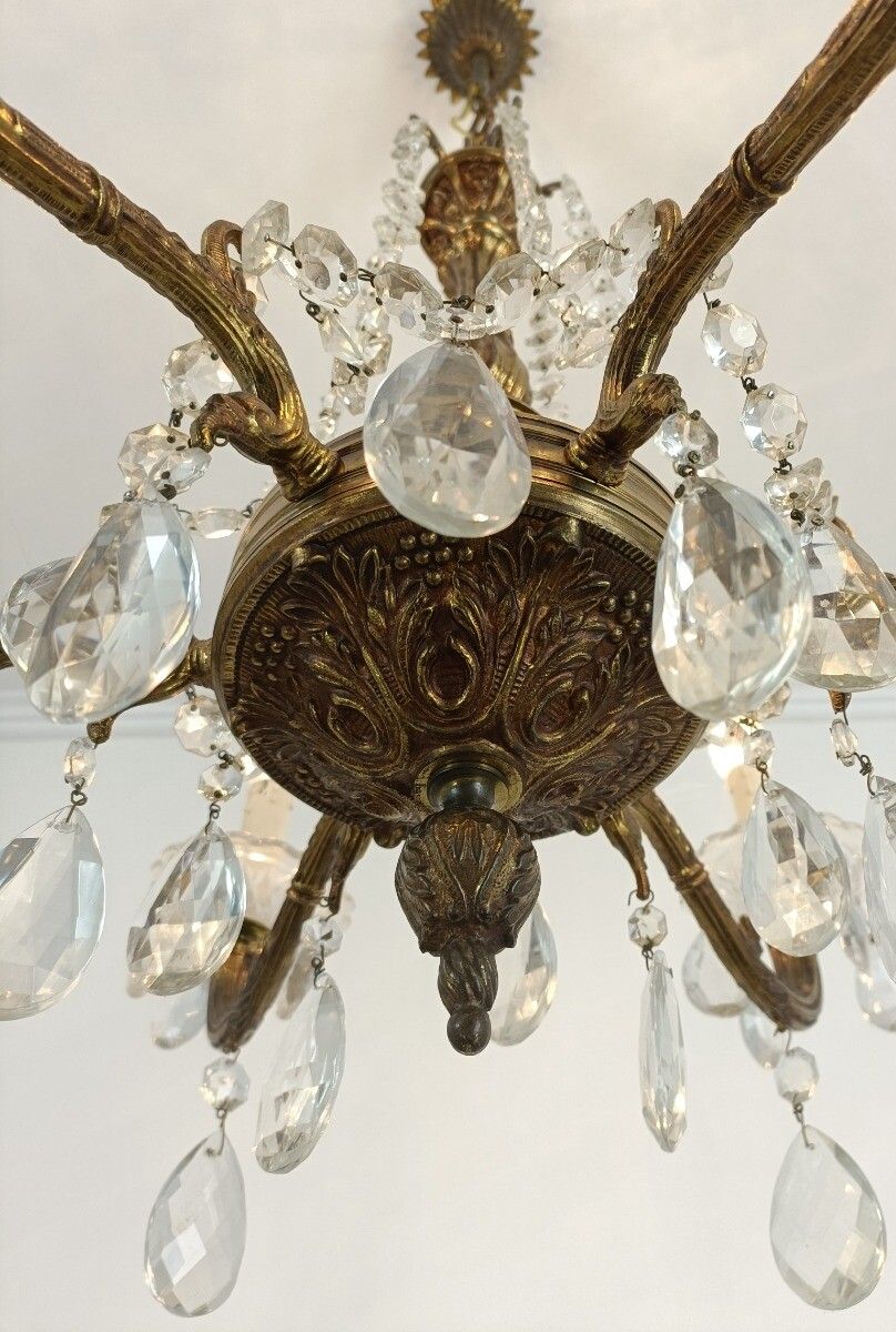 6 Arm Lights Chandelier Revival French Empire Style Bronze  Ornate Prisms Beads photo vinterior