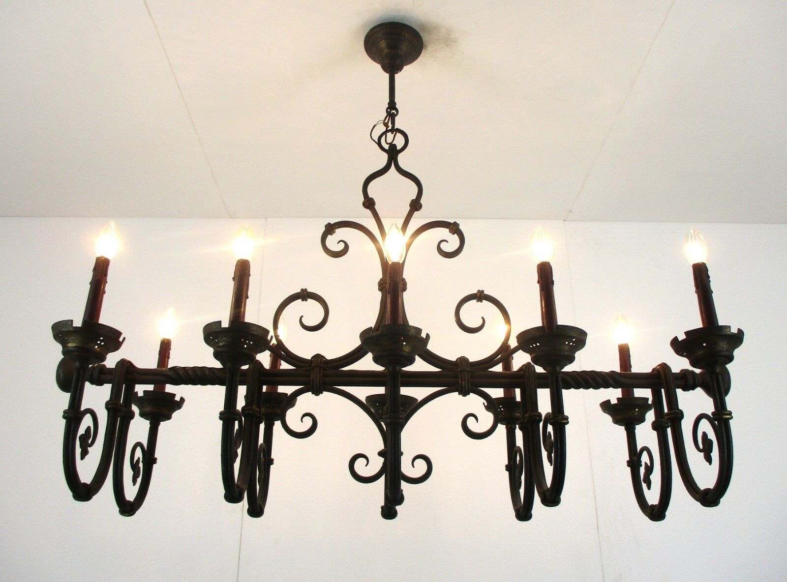 Gothic Wrought Iron French 19th Century  10 Lights Arms Chandelier Lamp  Htf photo furniture