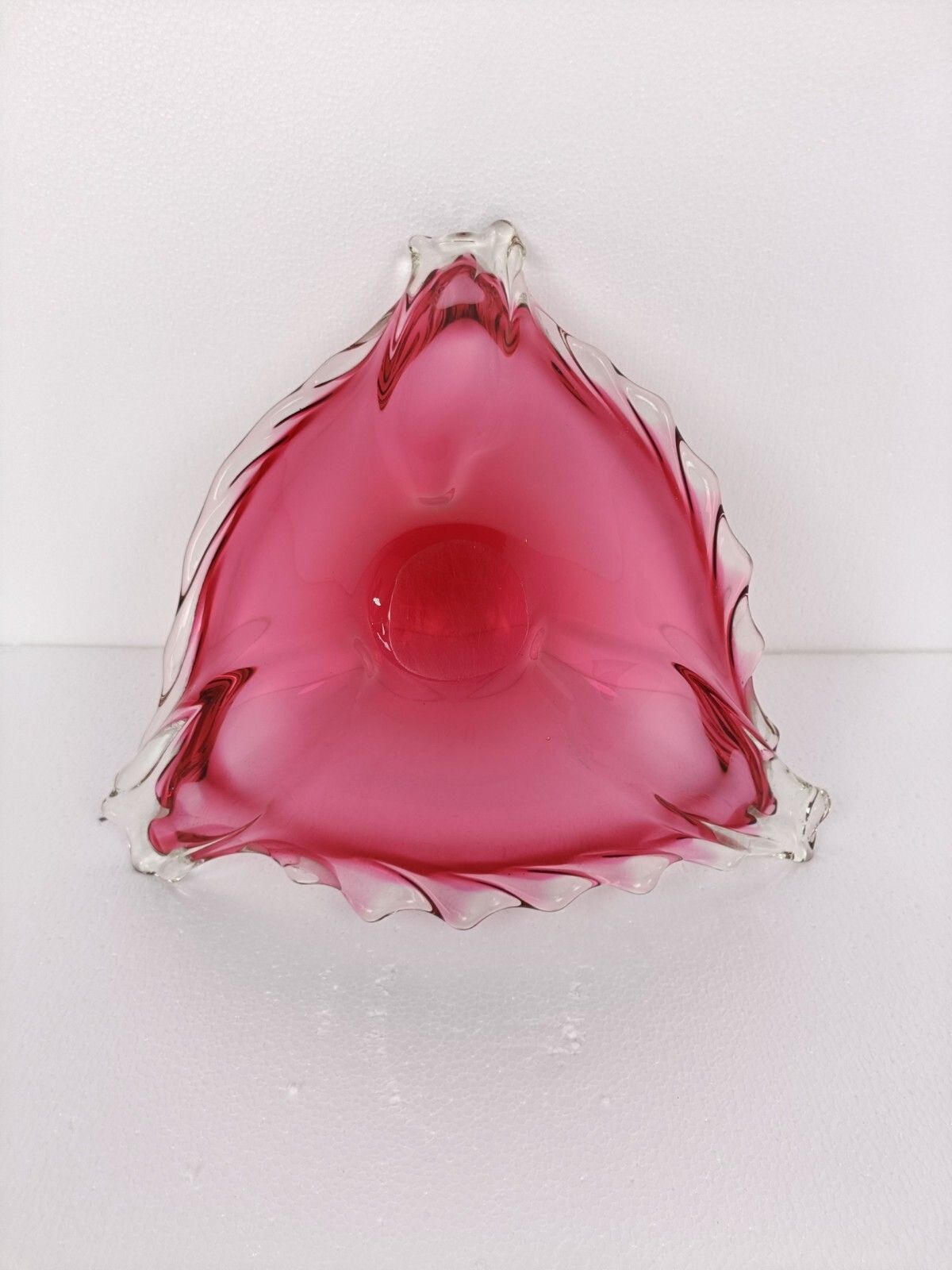 photo furniture Gorgeous Bowl Dish Centerpiece Cranberry  Clearart Glass Murano Italy  Hand Made