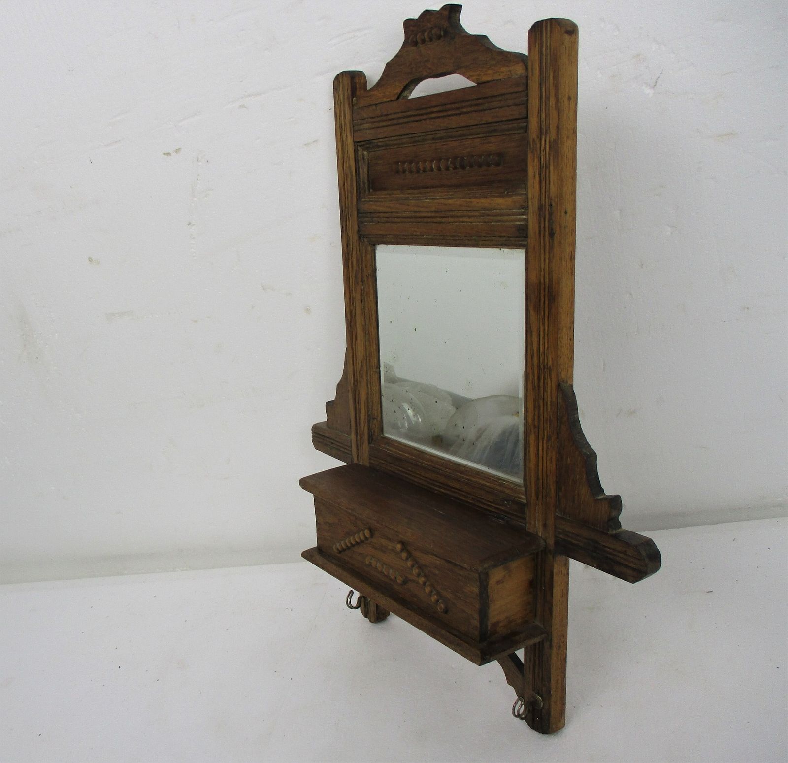 Vintage Hand Carved Wood Kitchen Apothecary Wall Cabinet Beveled Glass Mirror Co photo buy