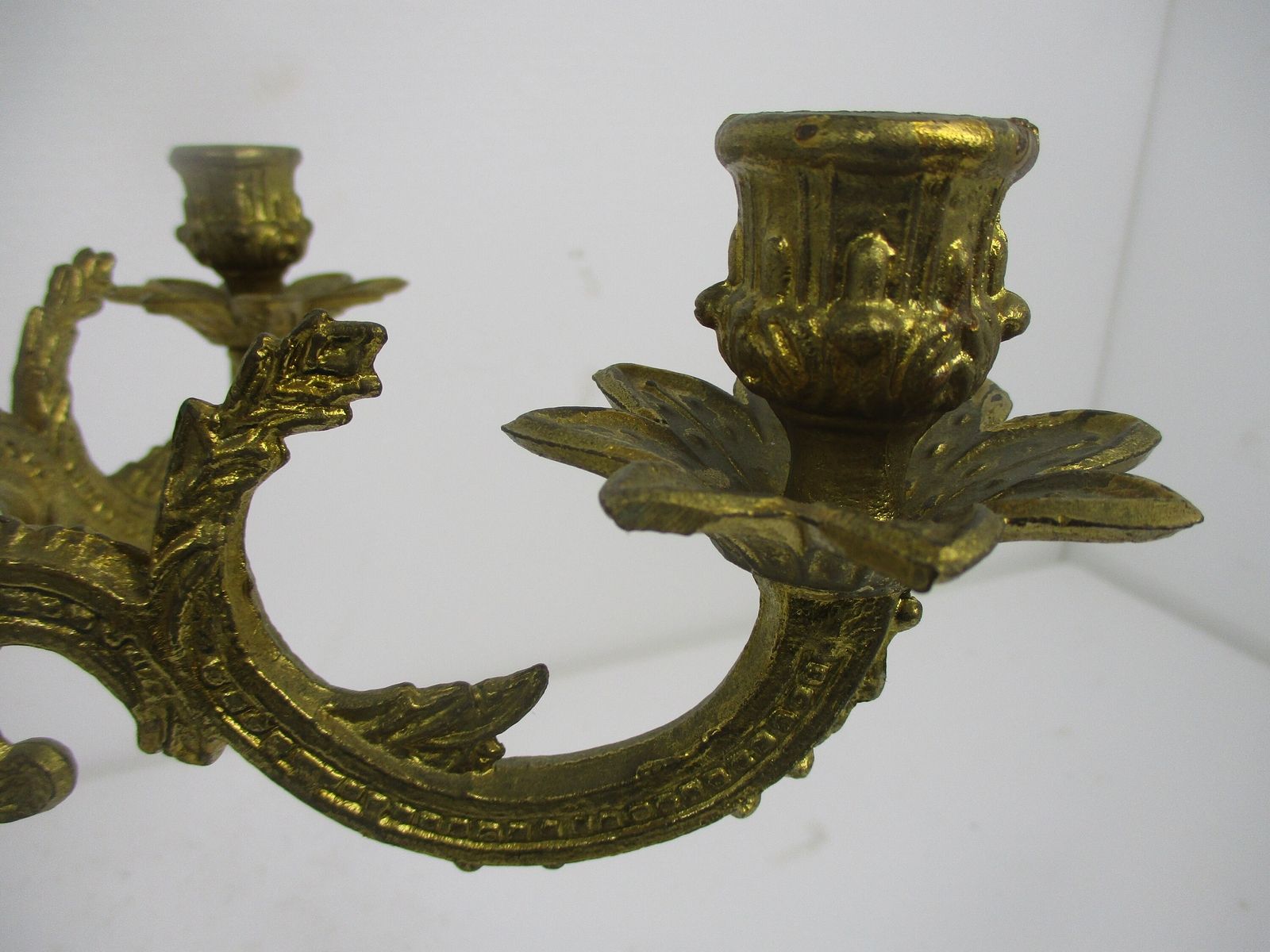Gorgeous Brass Ornate Embossed Candle Holder Stick Candelabra 5 Arm Flowers Love photo 154.0