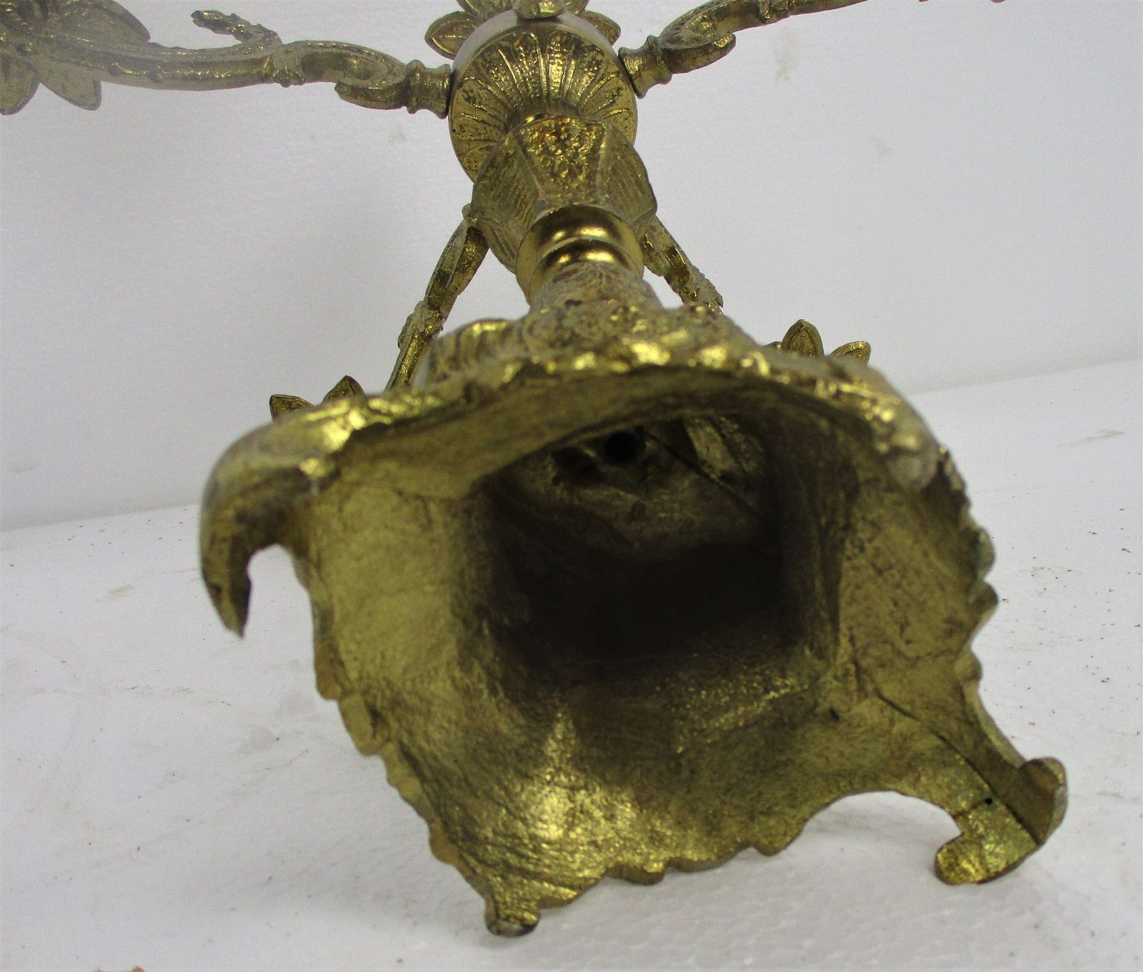 Gorgeous Brass Ornate Embossed Candle Holder Stick Candelabra 5 Arm Flowers Love photo vintage