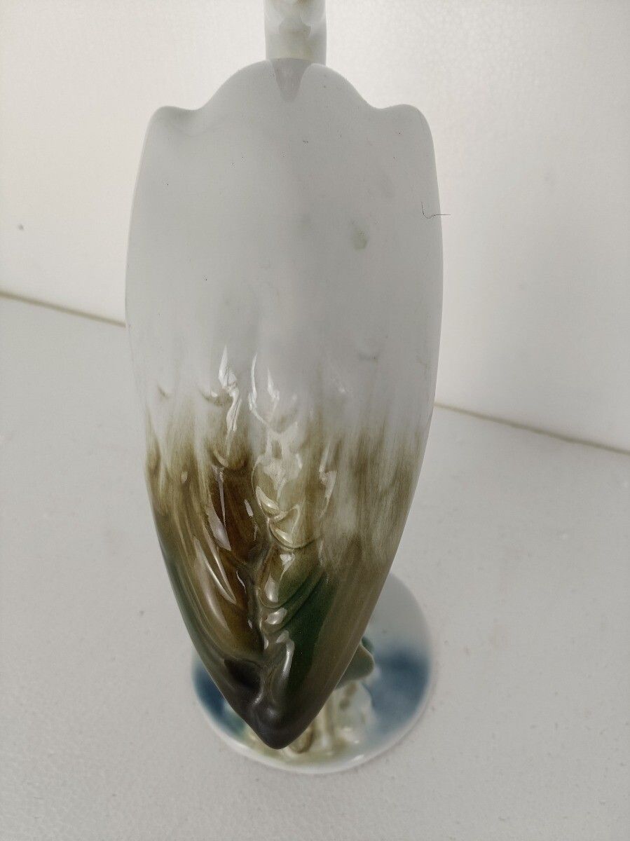 Large Porcelain Figure Heron, Crane By Porfin Cluj Napoca, Iris Mid Century Vint photo for sale