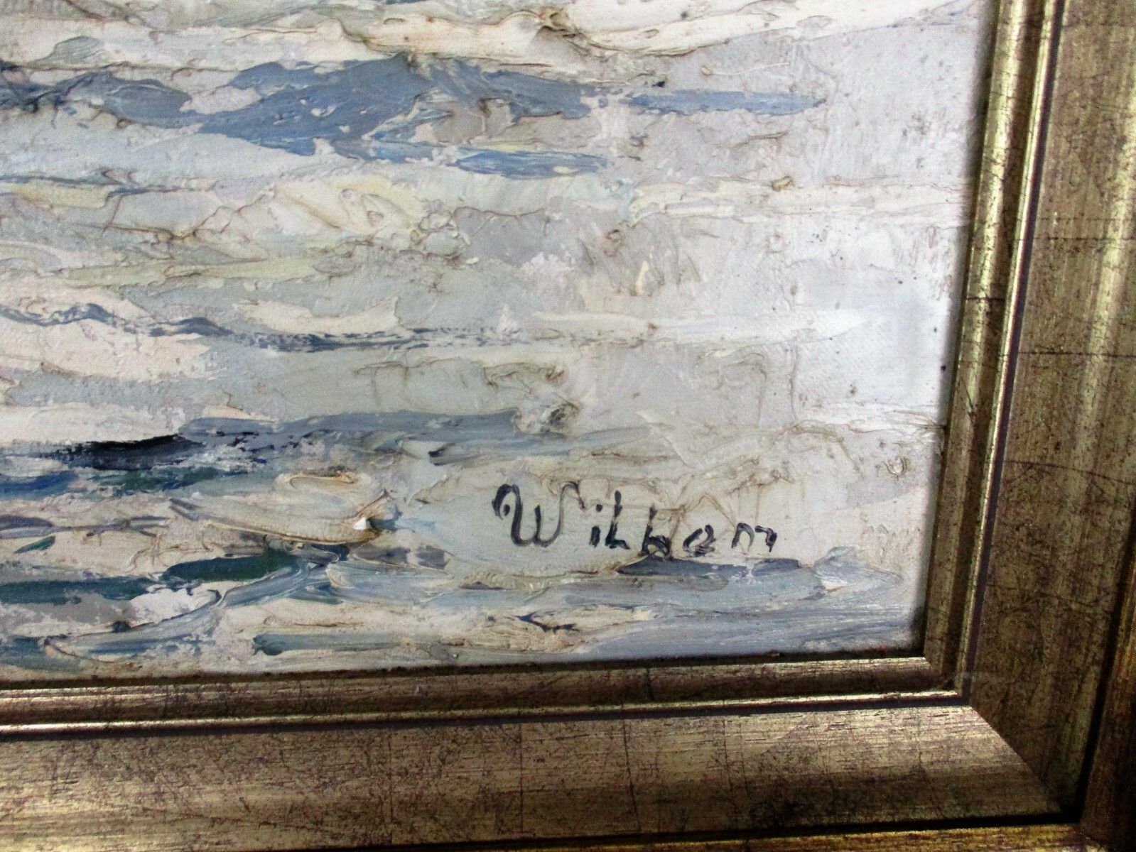 Xl Oil Painting Signed Wilhem Sailing Boats Ships Ornate Decorative Frame  Wood photo furniture