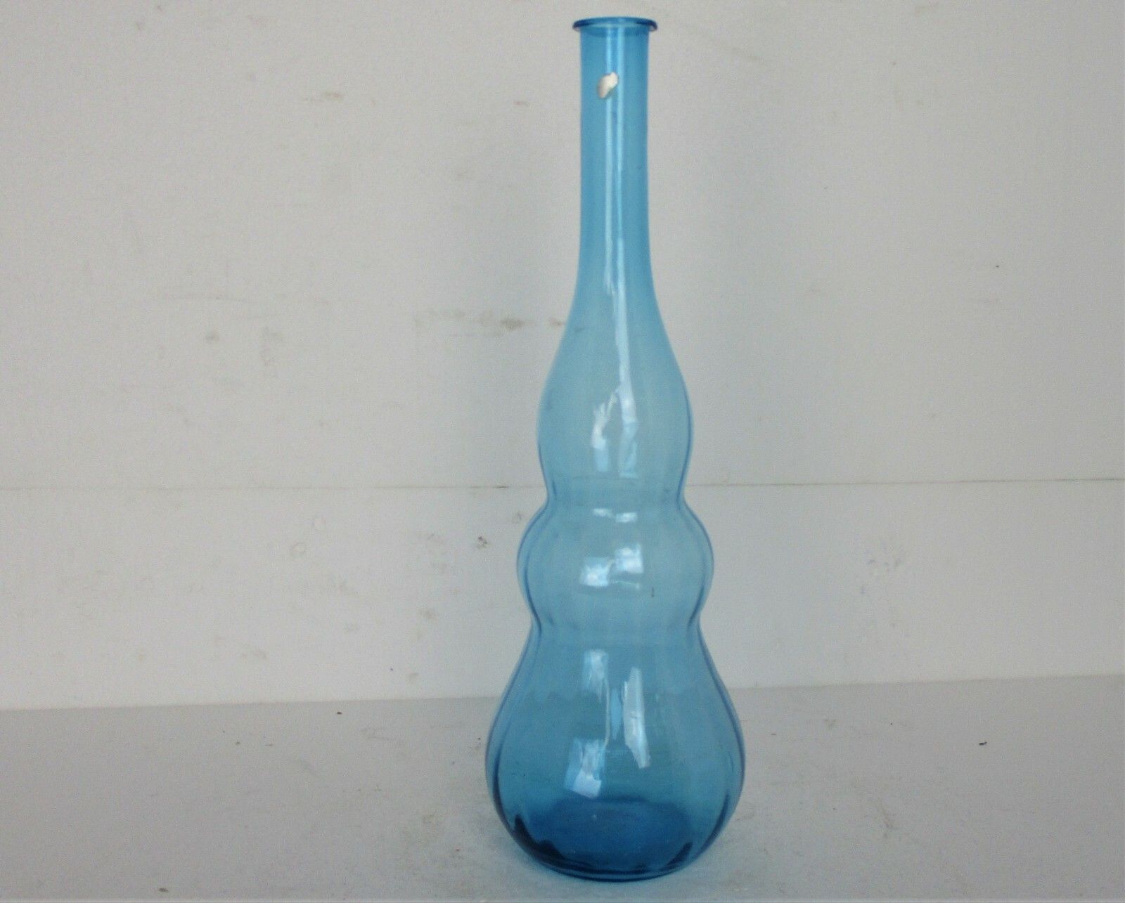 Vintage Retro Hooped  Glass Genie Bottle Vase Blue  Extremely Htf Funky Large photo furniture