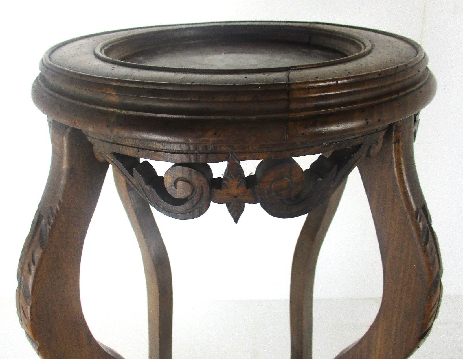 Large Carved Wood Marble Tops 2 Tier Plant Flower Bonsai Stand Pedestal Antique photo Home Decor