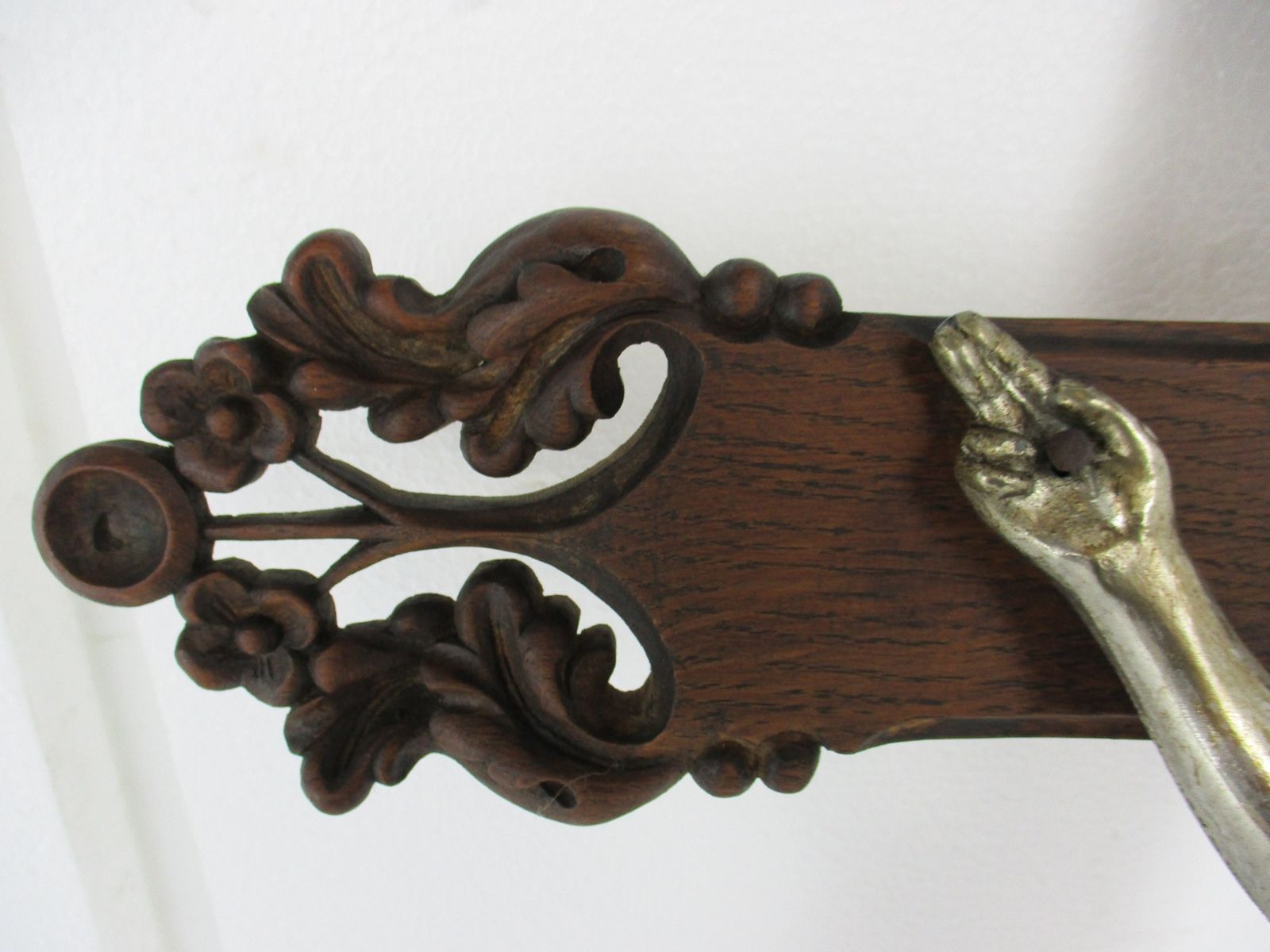 French Vintage Ornate Hand Carved Wood Oak Hanging Crucifix Cross Jesus Christ S photo 244.0