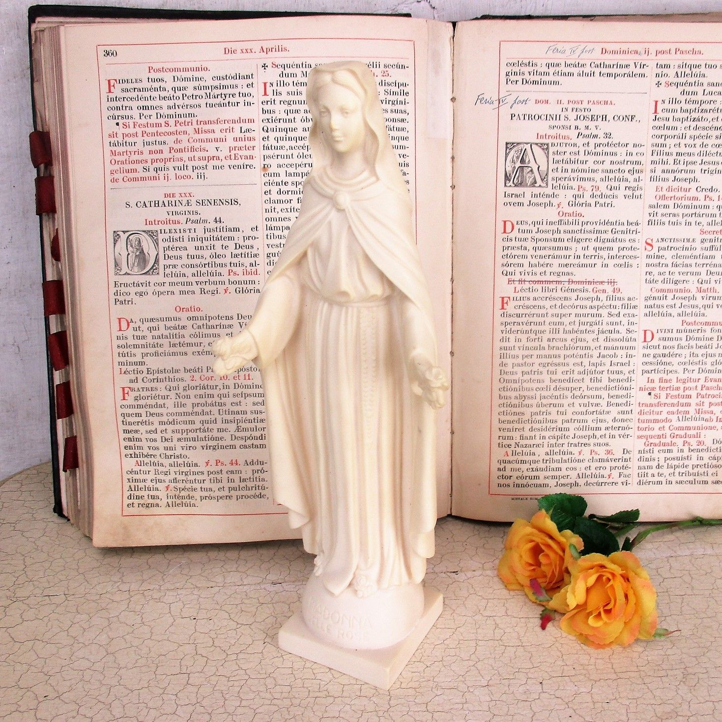 Statue Virgin Mary Our Lady Madonna Delle Rose Resin Faro  Htf Collector photo Art