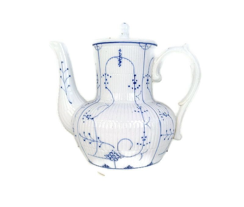 Vintage Boch Copenhagen Kopenhagen Fluted Teapot Coffee Pot  Marked Iconic Desig
