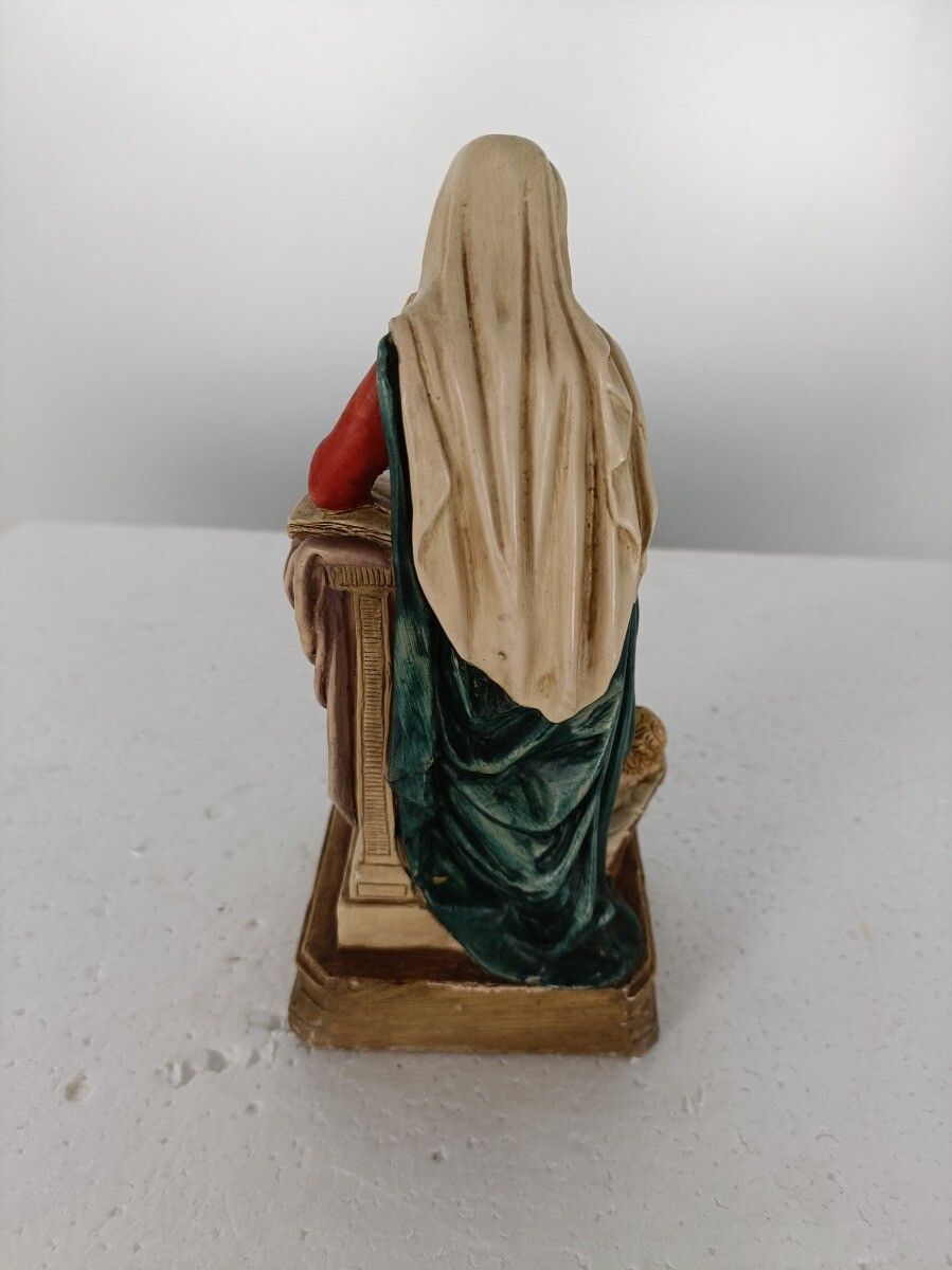 Gorgeous Statue Polychrome Resin Our Lady Madonna Mary Reading Bible With Infant photo buy