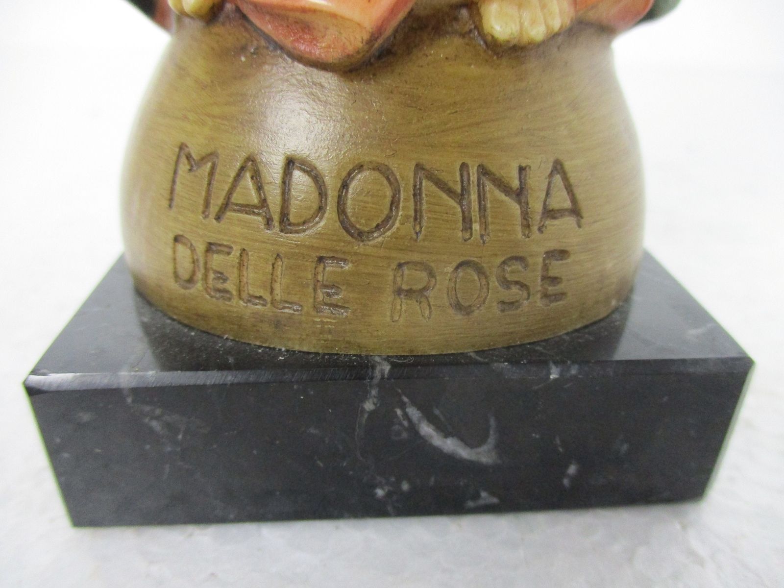 Statue Virgin Mary Our Lady Madonna Delle Rose Resin Faro Polychrome Htf Collect photo Art
