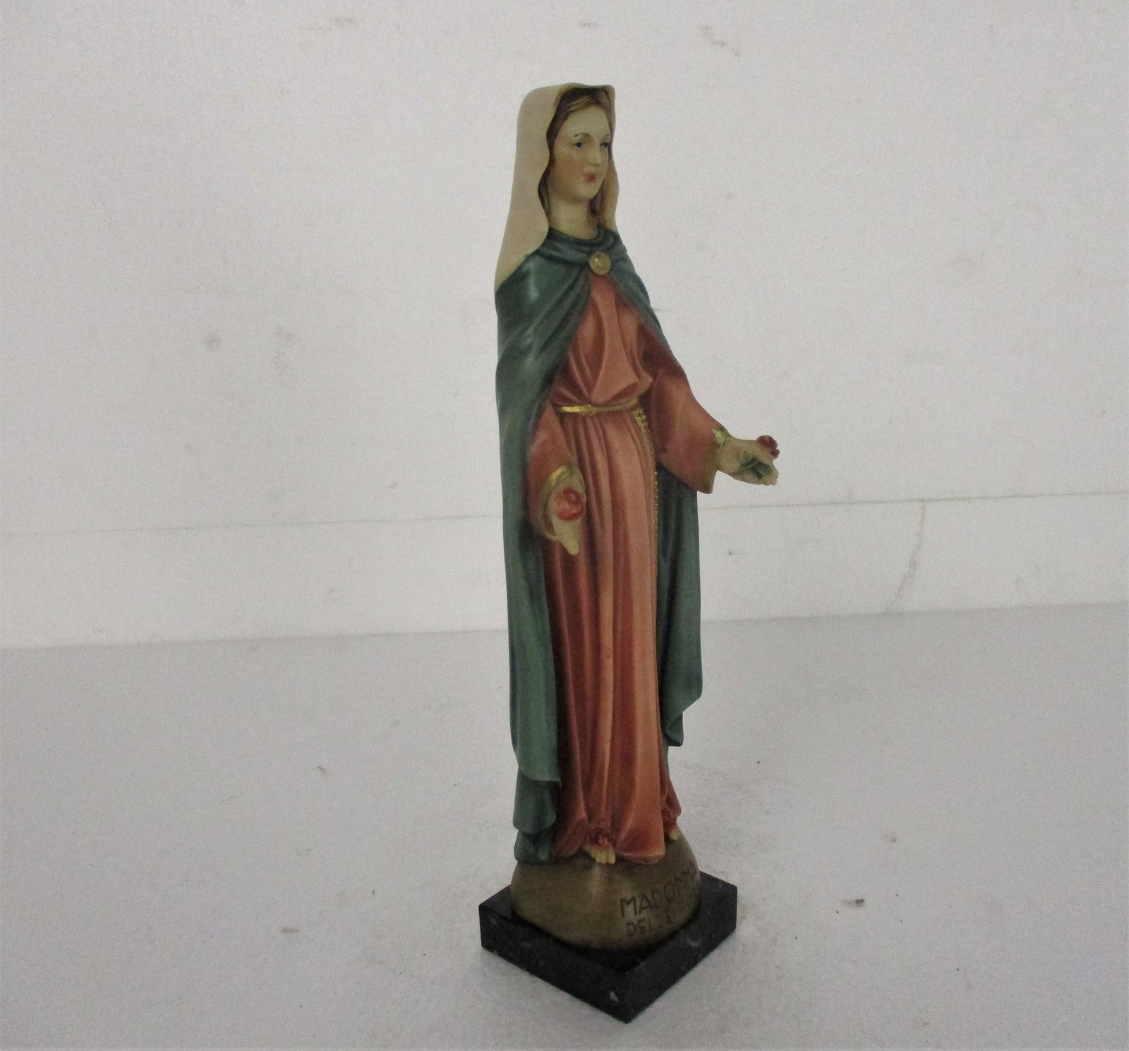 Statue Virgin Mary Our Lady Madonna Delle Rose Resin Faro Polychrome Htf Collect photo 83.0