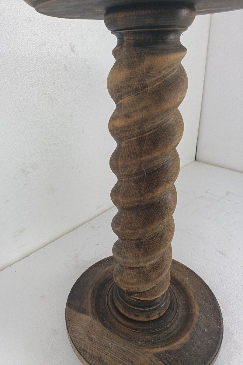 Impressive Large Pedestal Barley Twist Hand Carved Wood 50s Barn Country Style W photo buy