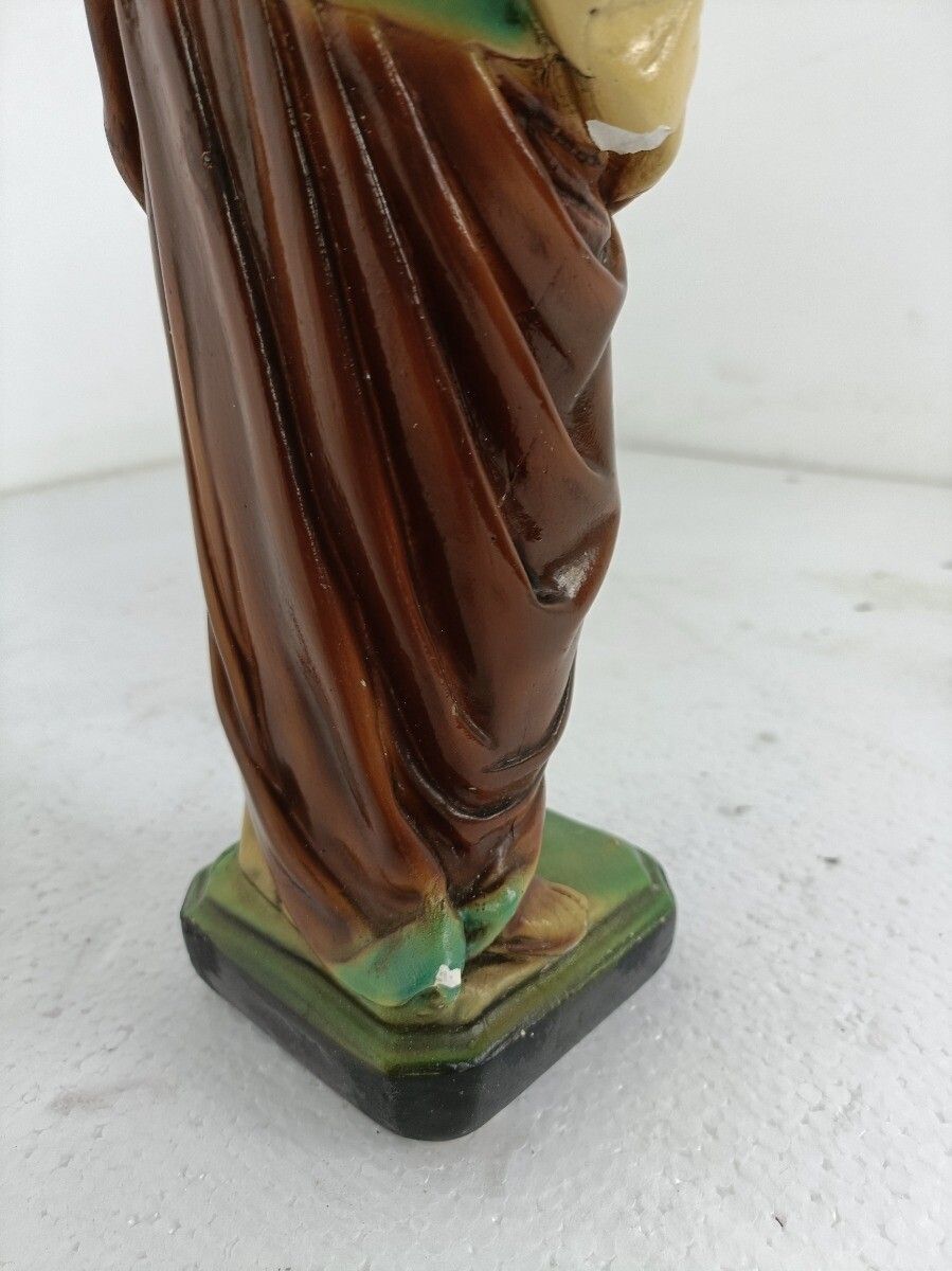 photo furniture Statue Saint Joseph Protector Of Homes Infant Jesus Polychrome Plaster Lillies