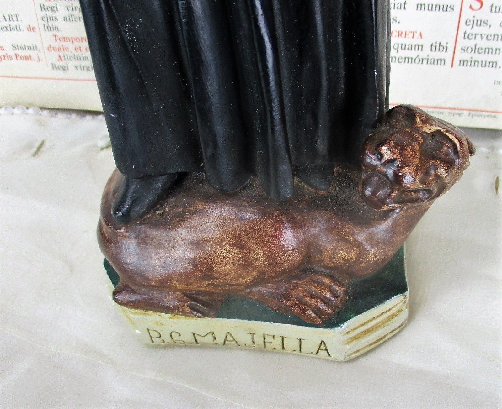 Antique Statue Saint Santo Gerard Santo Majella Dragon Plaster Priest Gothic photo furniture