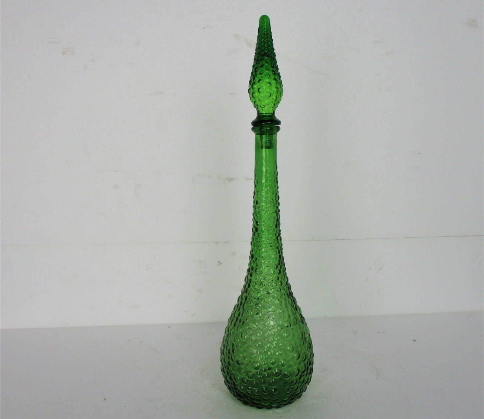 Vintage Art Bubbled Glass Green Empoli  Bottle Italian Decorative Retro  20.66" photo furniture