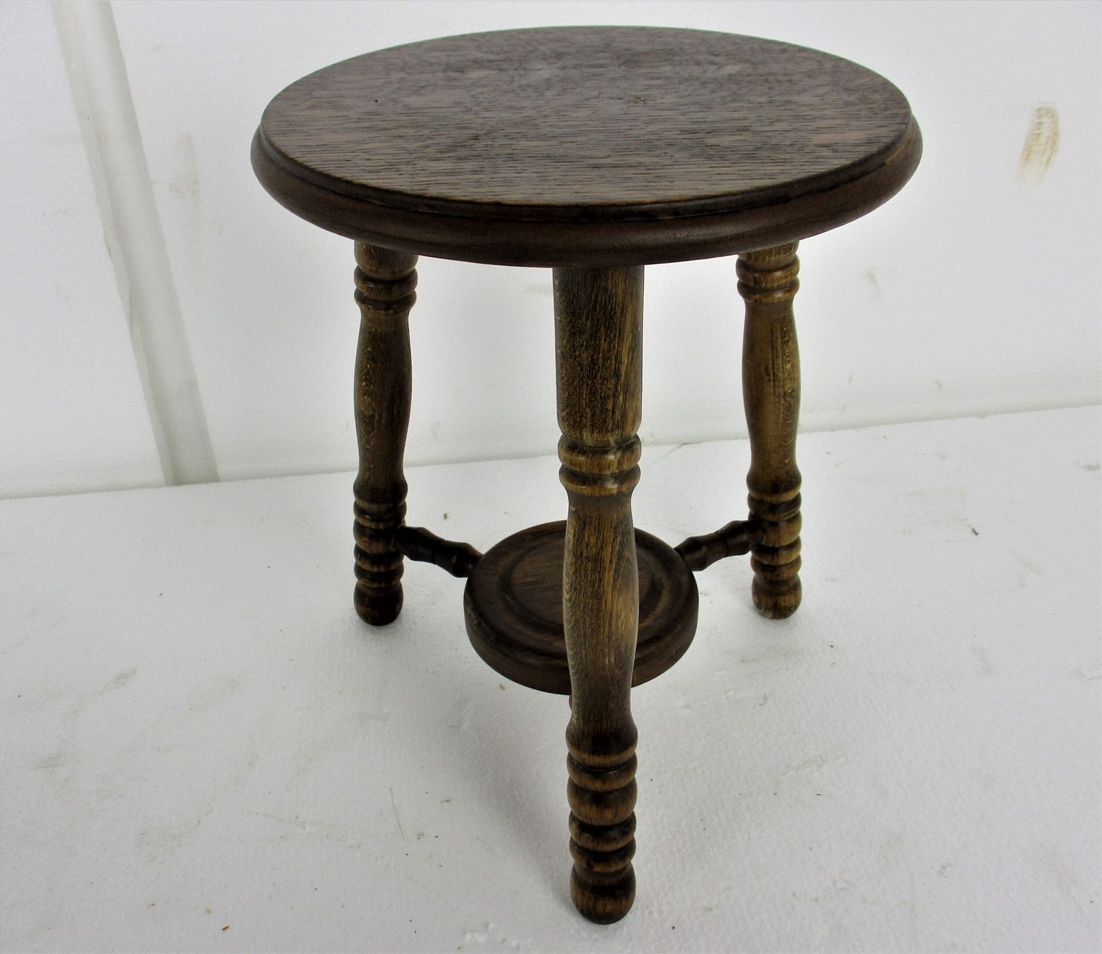 Vintage Hand Carved Wood 2 Tier Milking Stool Pedestal Table Plant Flower Bonsai photo furniture