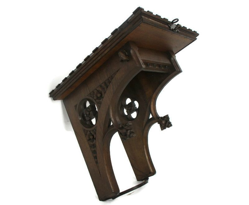 Antique Gothic  Hand Carved French Oak Wall Hall Console Table 19th Century Wow