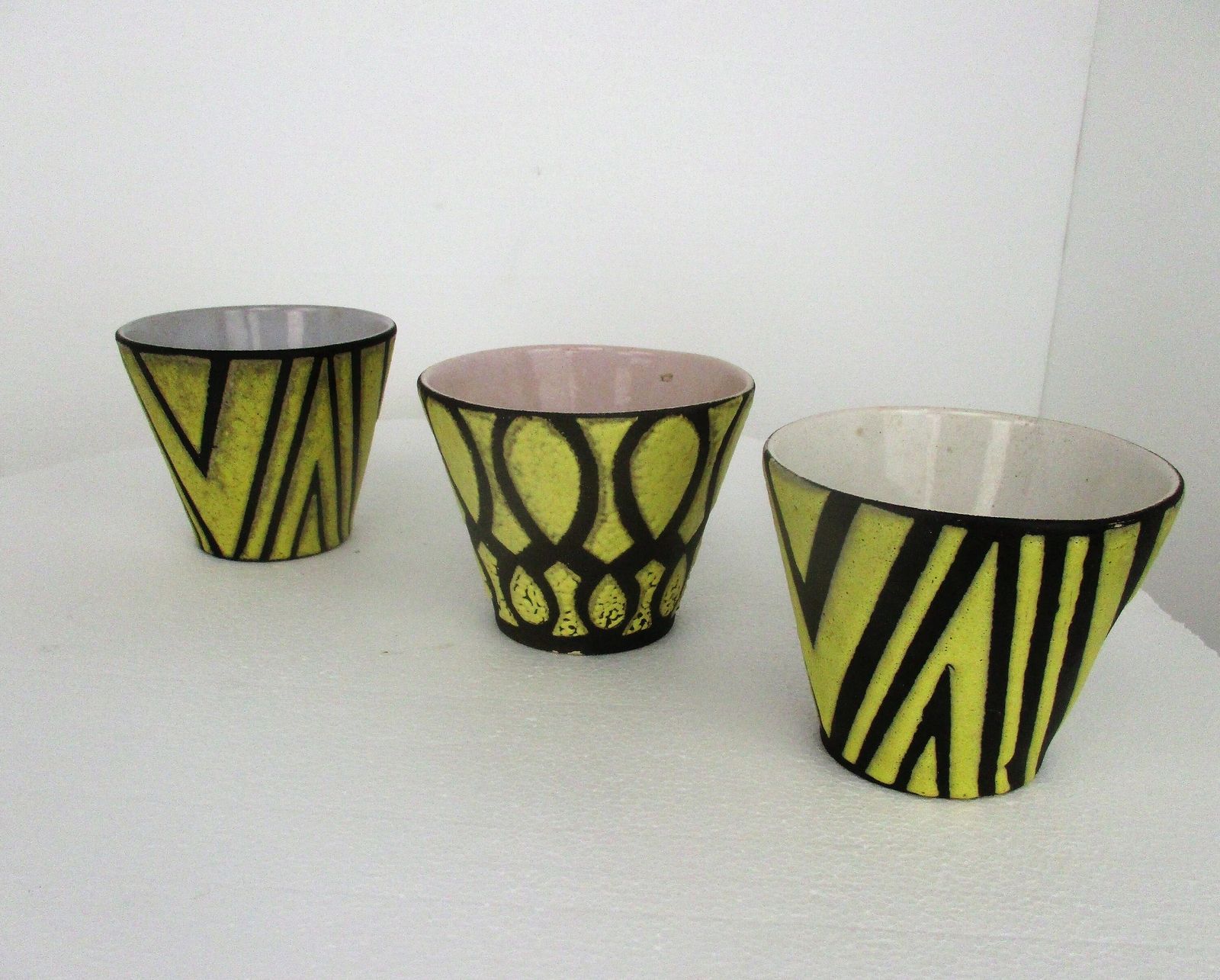 Set Of 3 West Germany Vintage Mid Century Modern Planters Flower Pots Ceramic Ab photo Home Decor