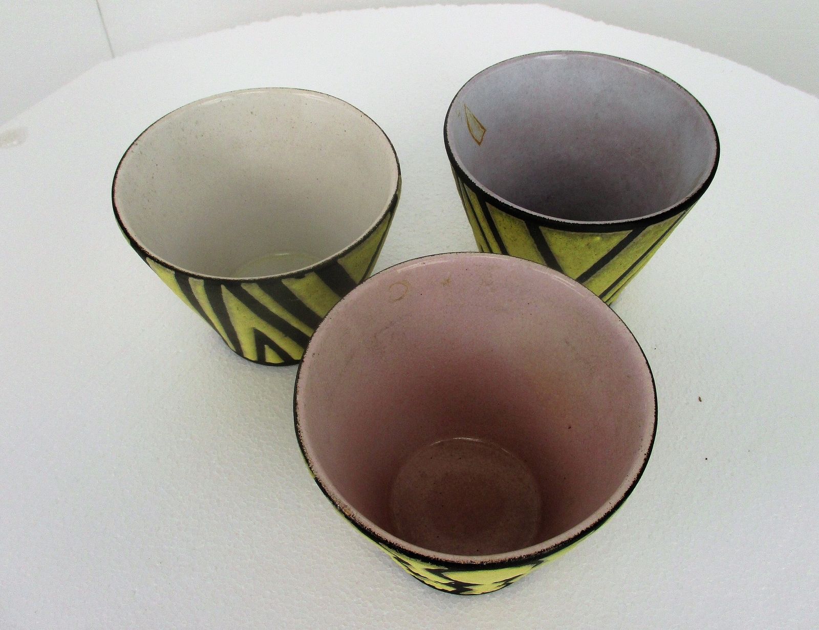 Set Of 3 West Germany Vintage Mid Century Modern Planters Flower Pots Ceramic Ab photo vinterior