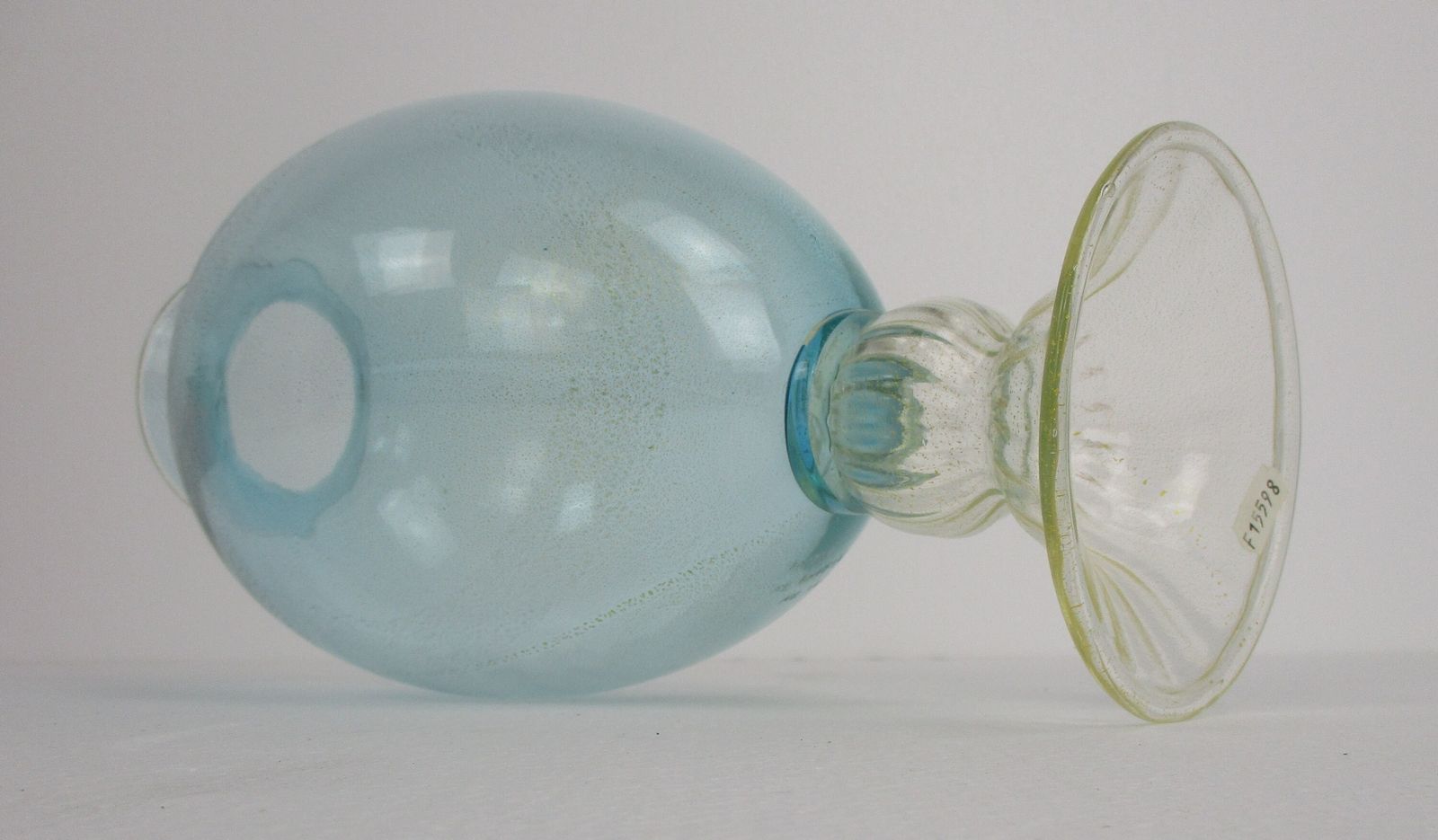 Vintage Venice  Art Glass Italian Murano Vase  Linea Padovan Signed Light Blue W photo furniture