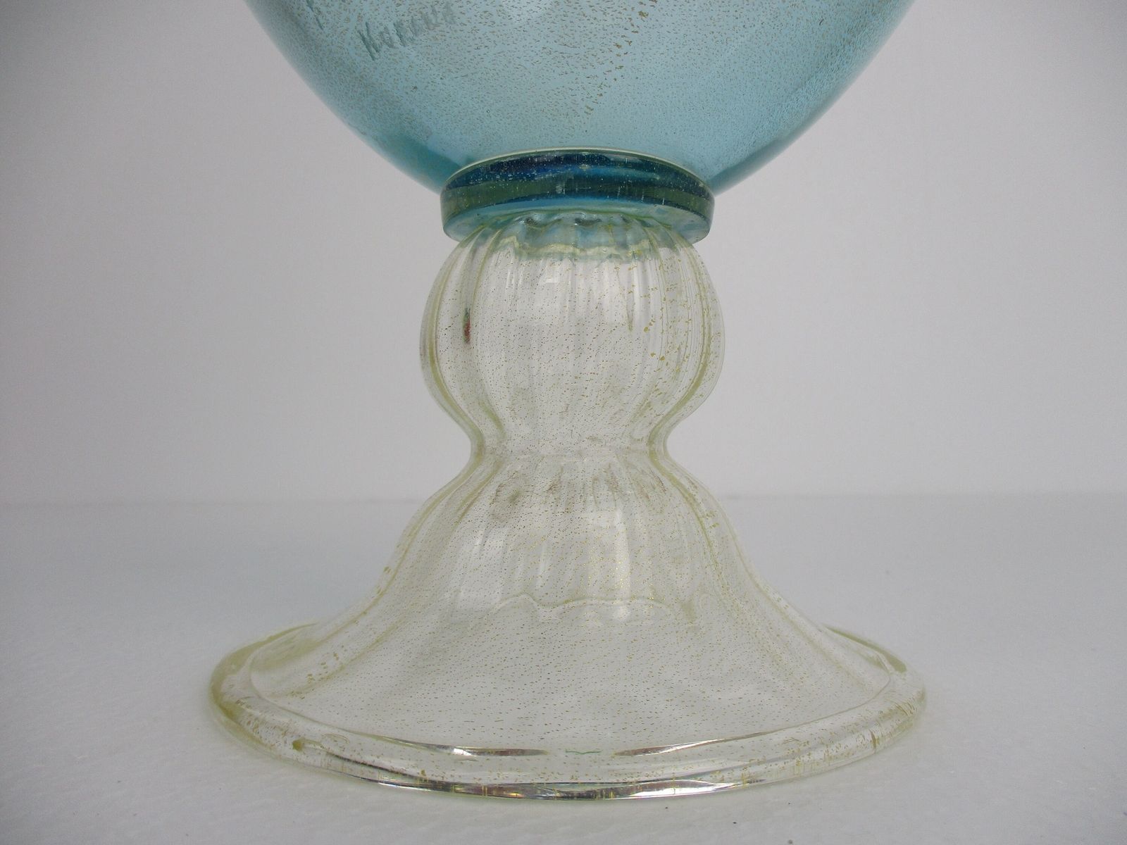 Vintage Venice  Art Glass Italian Murano Vase  Linea Padovan Signed Light Blue W photo Home Decor