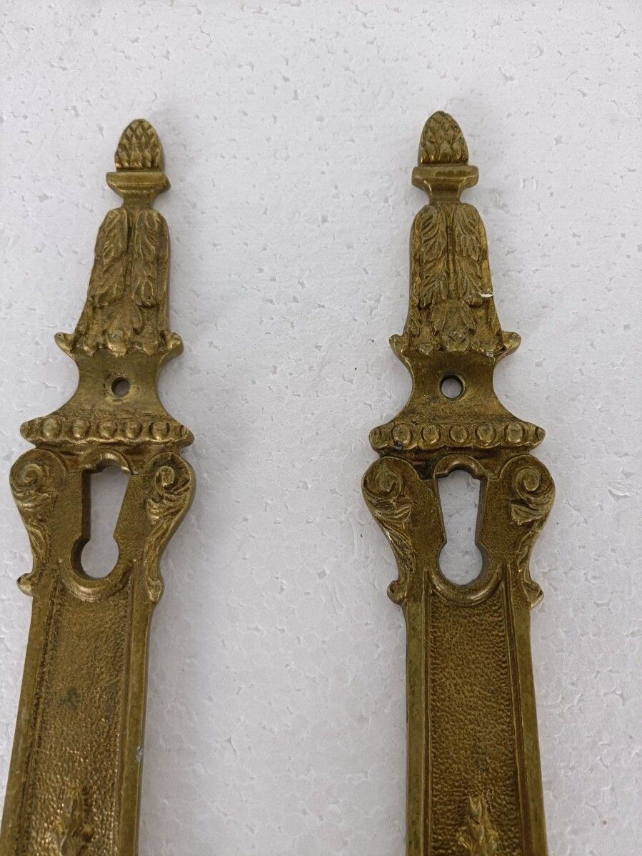 Large Antique Brass Door Pull Push Handle Reclaimed Architectural Ornate photo Home Fixtures