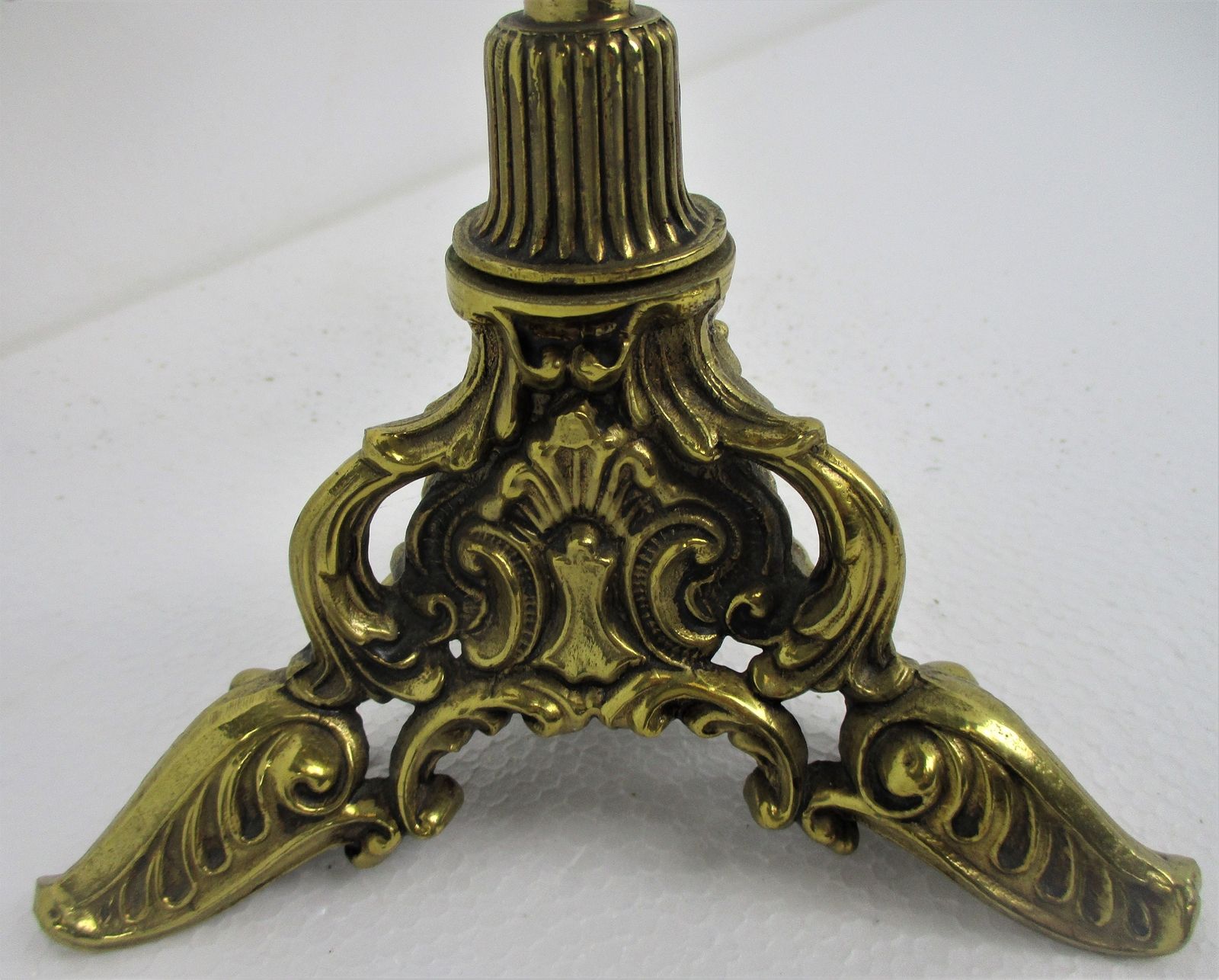 Gorgeous Brass Ornate Embossed Candle Holder Stick Candelabra 3 Arm  Lovely Vint photo for sale