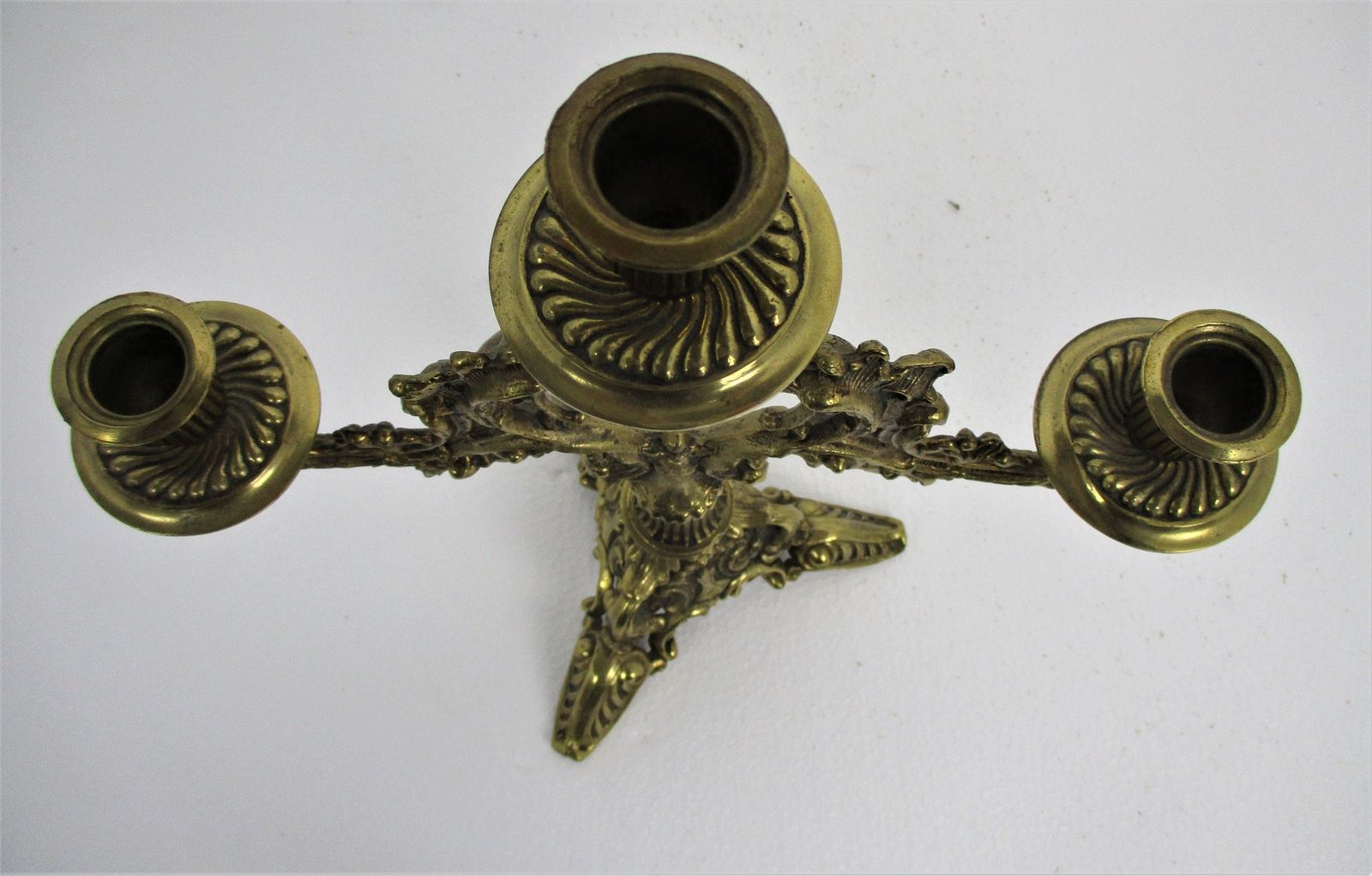 Gorgeous Brass Ornate Embossed Candle Holder Stick Candelabra 3 Arm  Lovely Vint photo 129.0