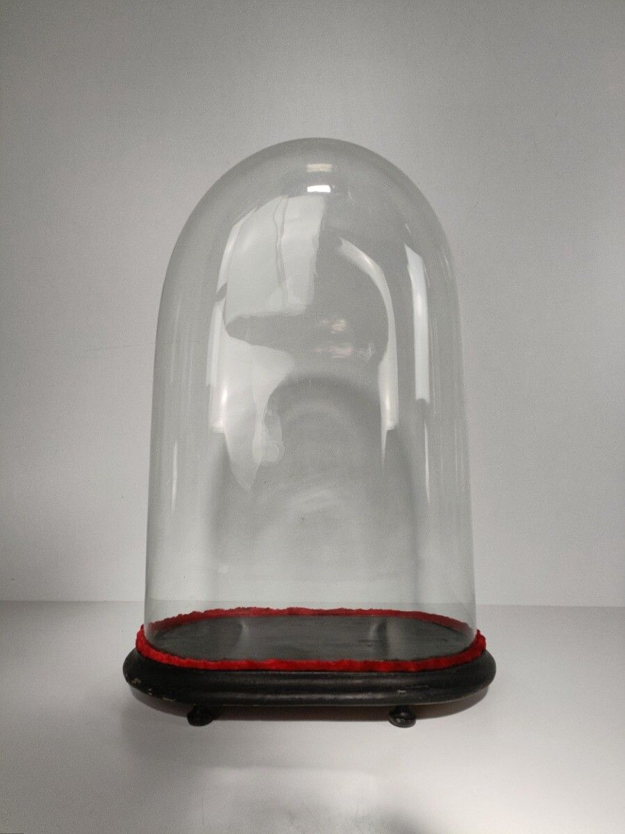Antique Victorian Oval Hand Blown Glass Globe Dome Doll Clock 20.66" H 13.46' W photo furniture