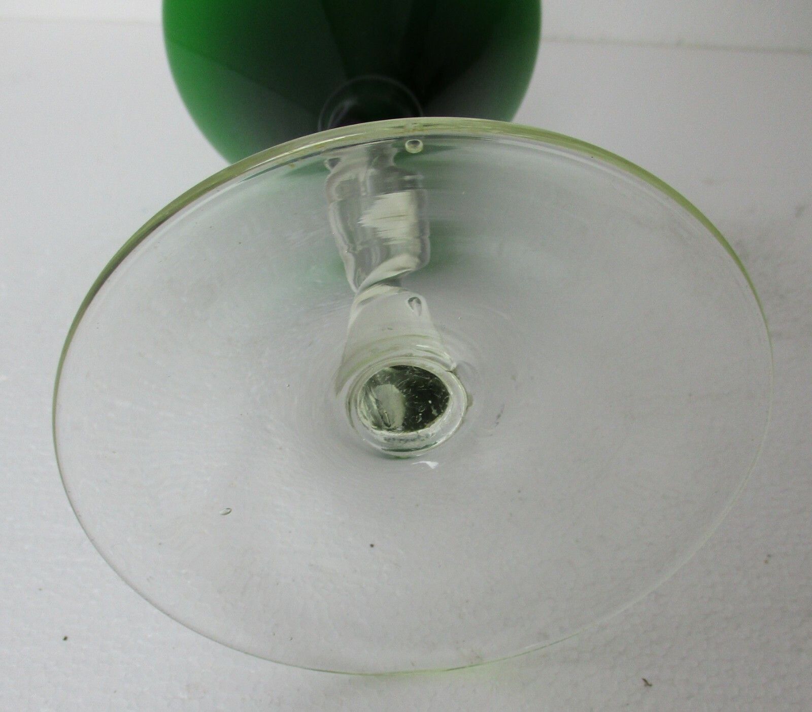Green Large Glass Vase Goblet Jar Chalice Mid Century Modern Barley Twist Stem photo 93.0