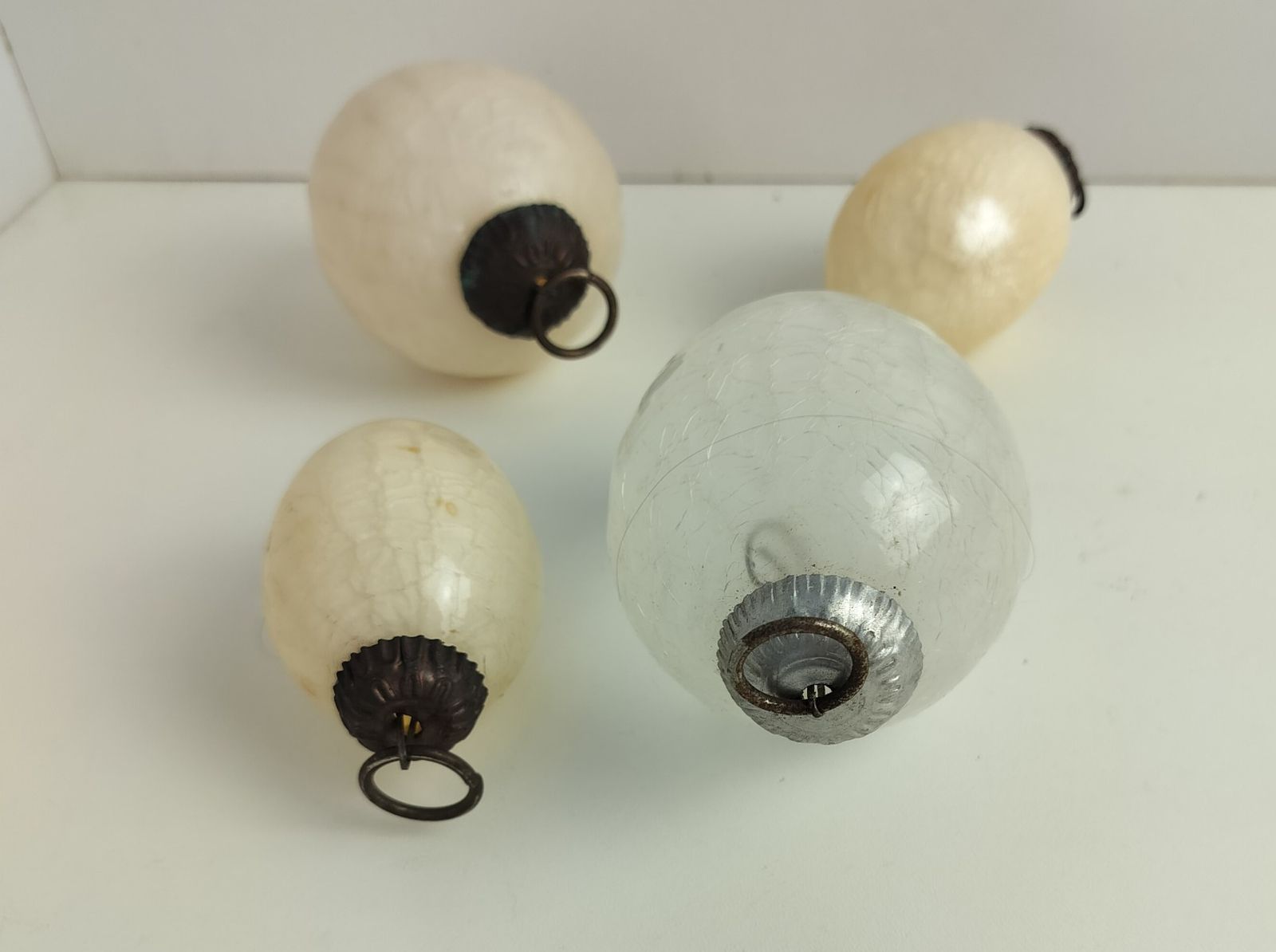 Set Of 4 Antique Christmass Balls Kugels Crackled Glass Ornaments photo furniture
